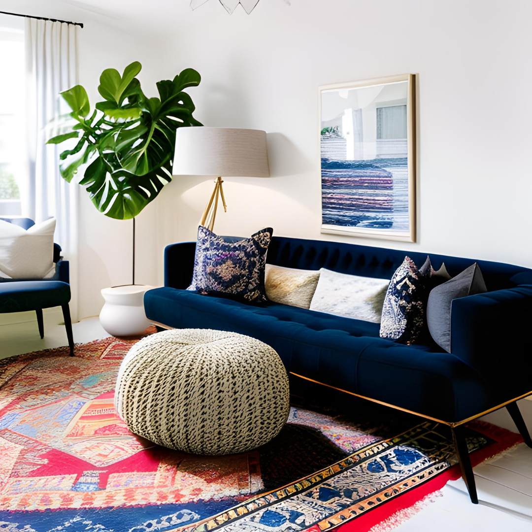Cozy Living Room Carpet: Inviting living room featuring a plush carpet.