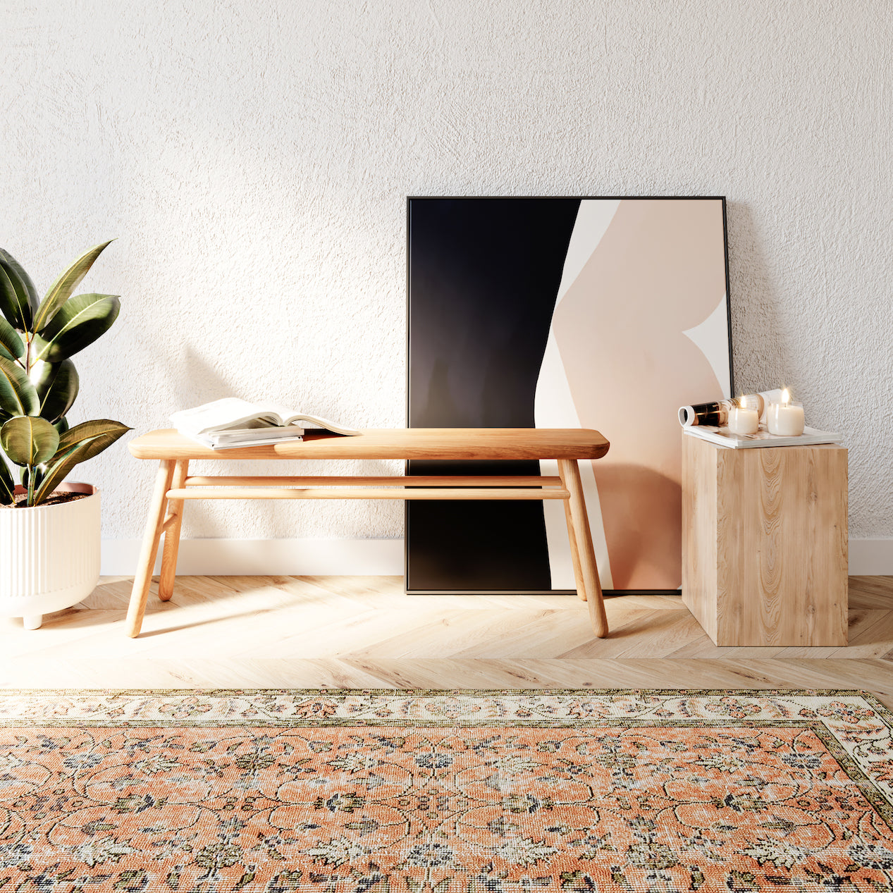 Soft Textured Rug in Cozy Reading Nook