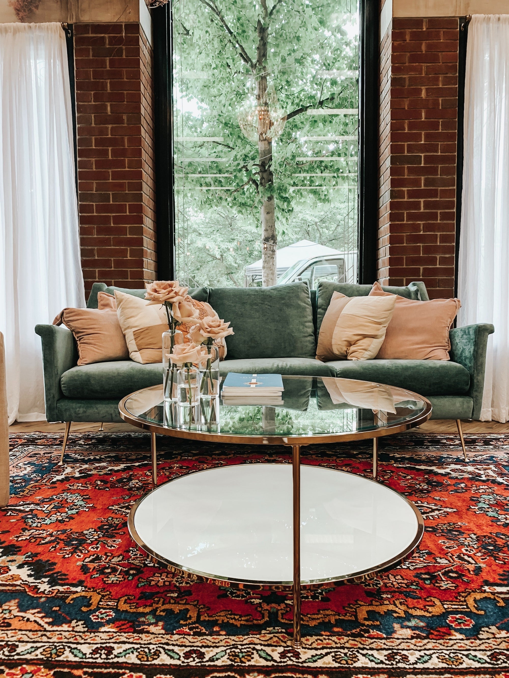 Living Room with Bold Accent Rug