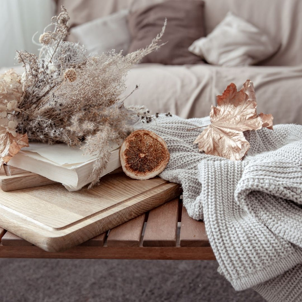 Living Room with Autumn-Themed Rug