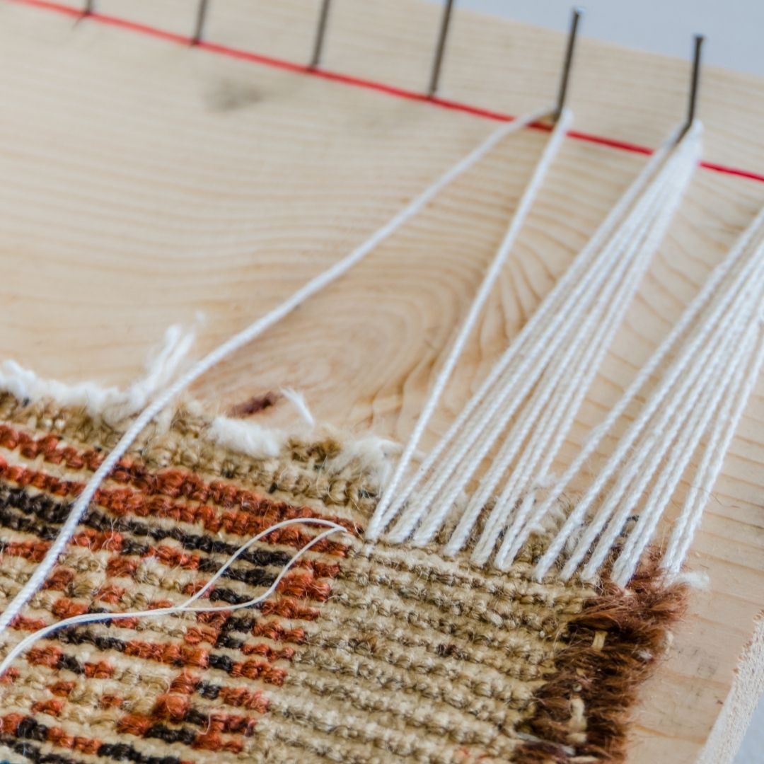 Close-up of Handmade Rug Weave