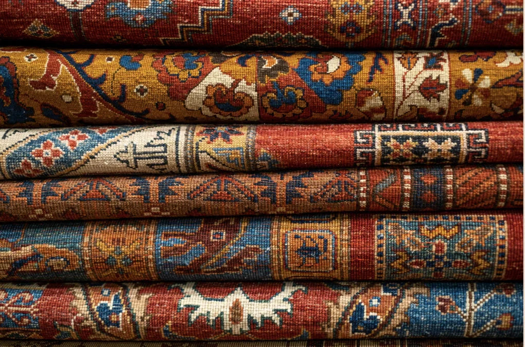 Rug Pattern Analysis: Close-up of intricate antique rug patterns.
