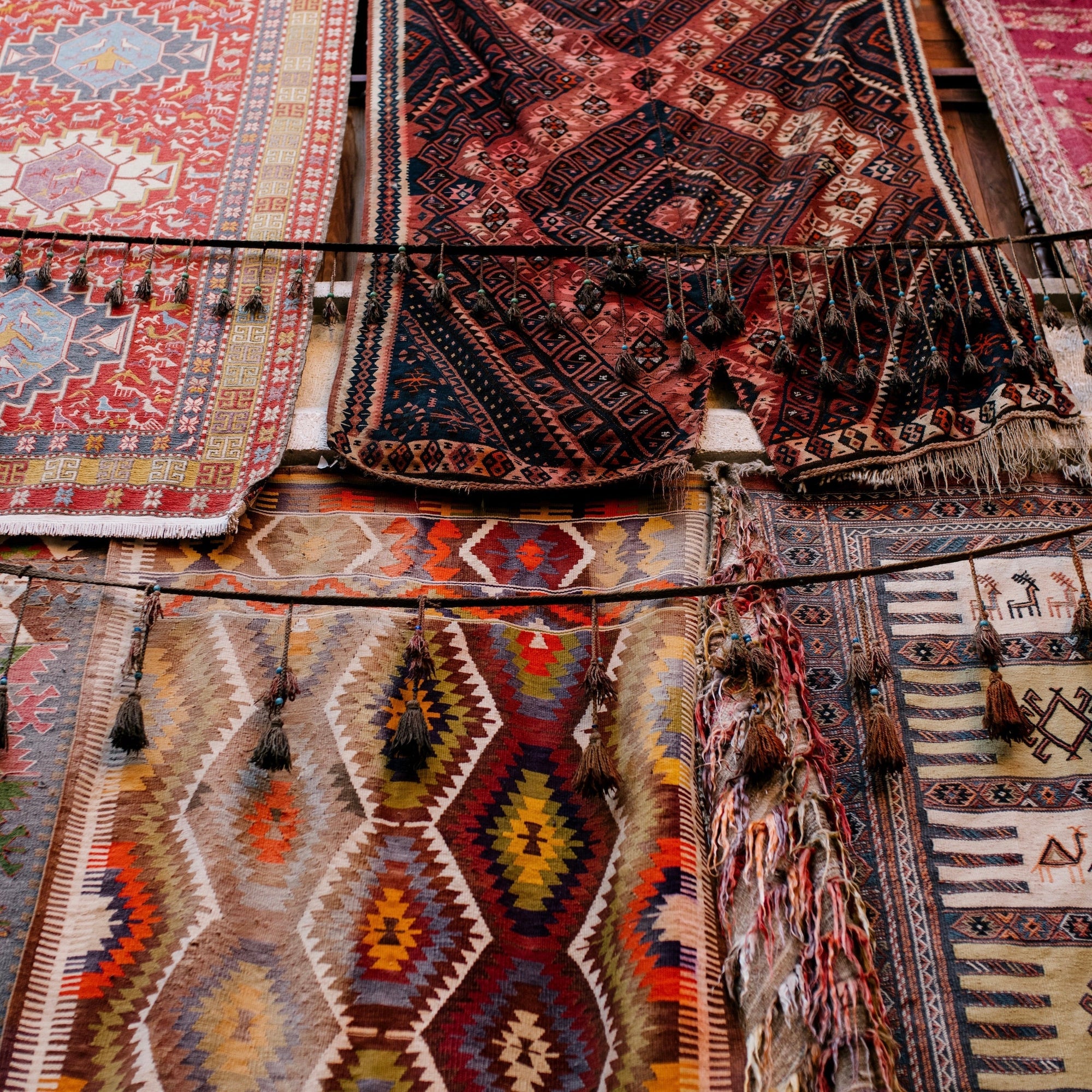 Close-up of Intricate Turkish Rug Patterns