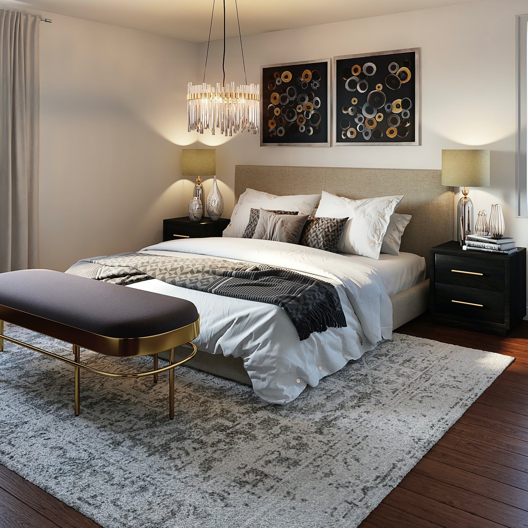 BedRoom with Dark Gray Rug