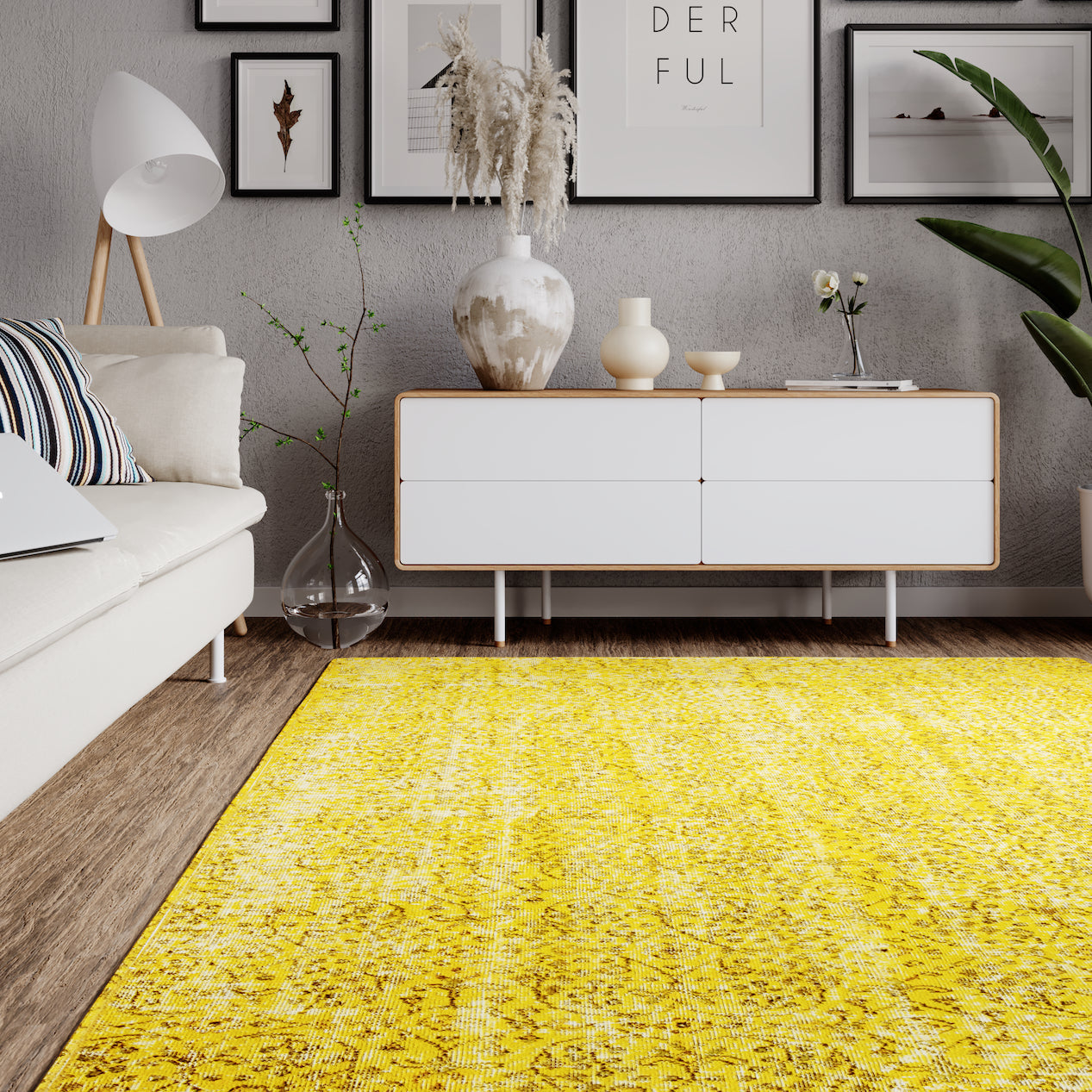 Minimalist Vintage Carpet with Subtle Elegance - Kuden Rugs