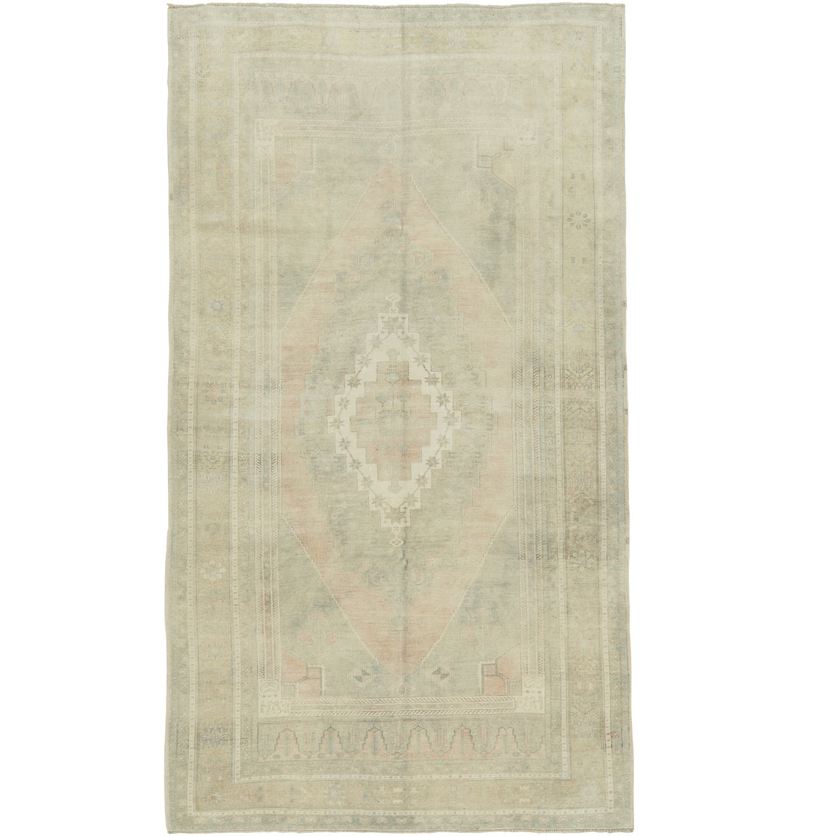 Aliki | Classic Cream Geometry | Vintage Turkish Rug | Kuden Rugs