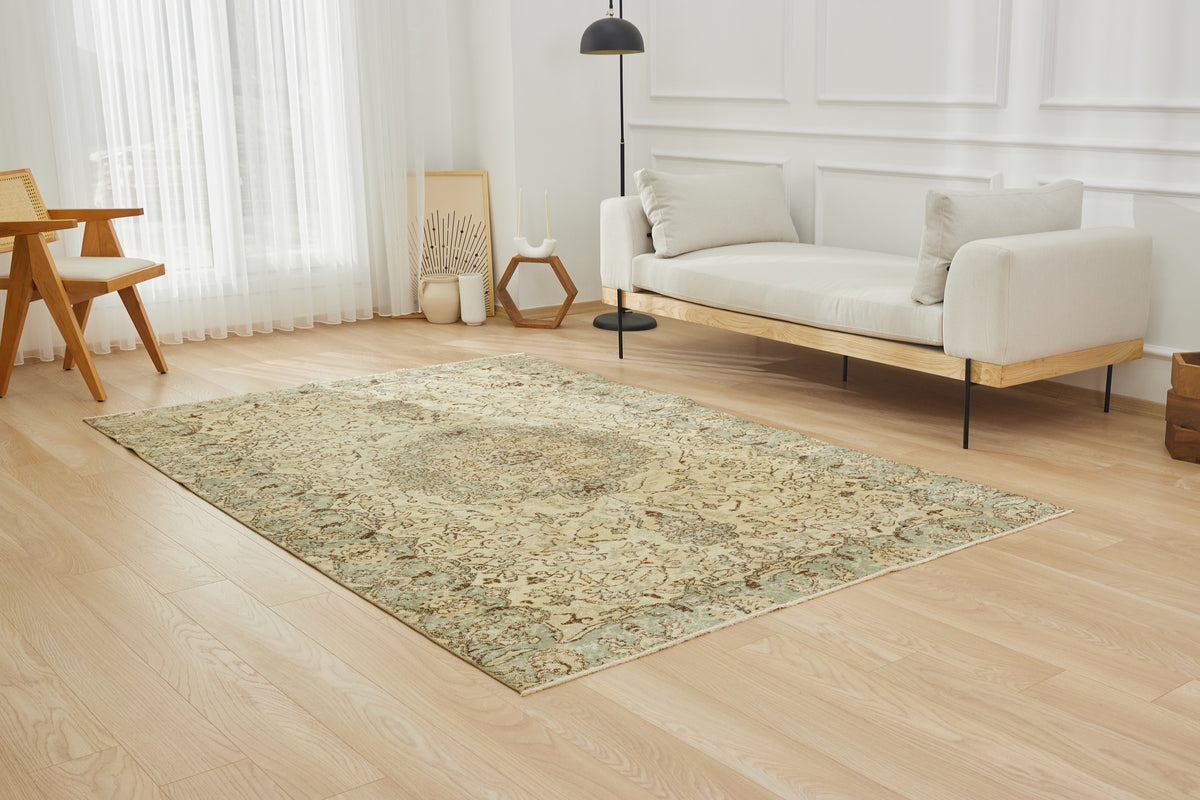Turkish Antique washed Rug | Alita's Medallion Charm | Kuden Rugs