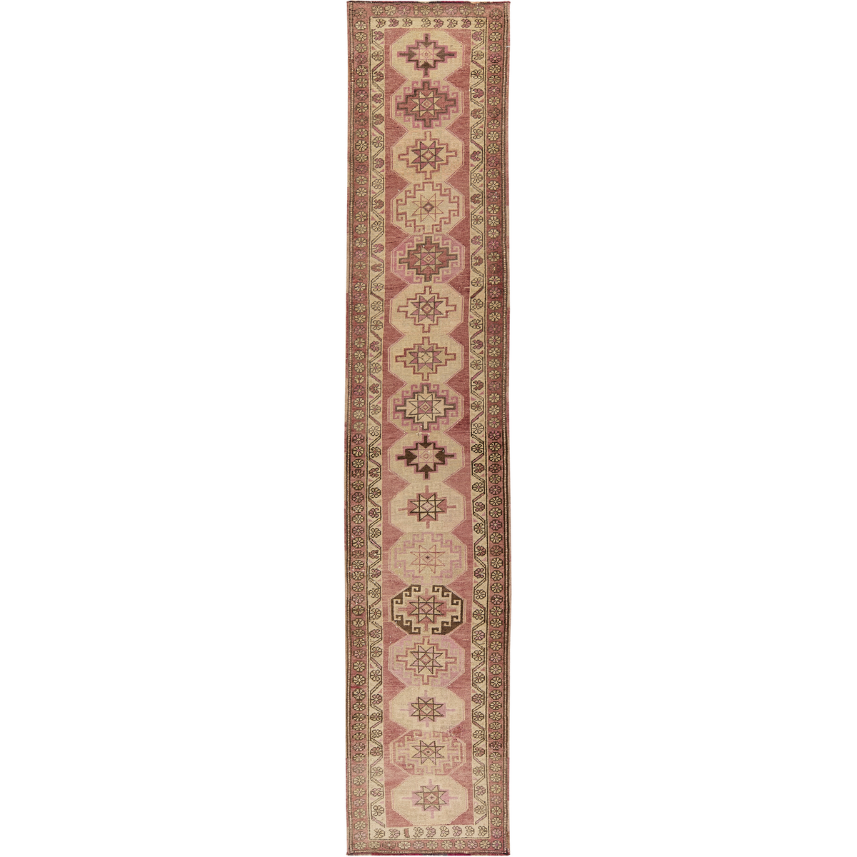 Amara | Rich Red Geometric Oriental Runner | Kuden Rugs
