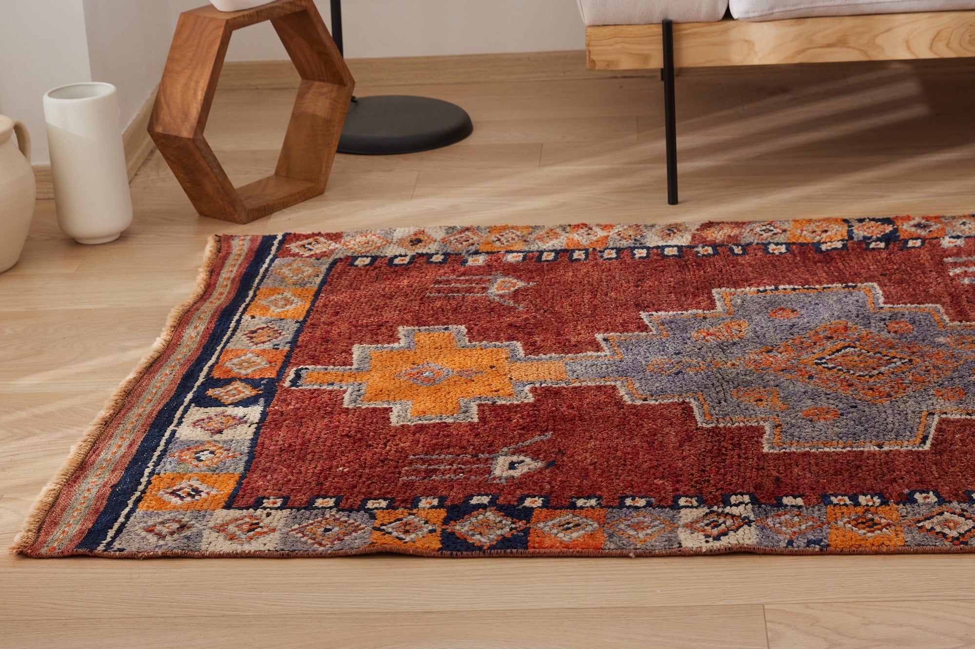 Aubrielle | Modern Vintage Fusion | Artisanal Geometric Carpet | Kuden Rugs