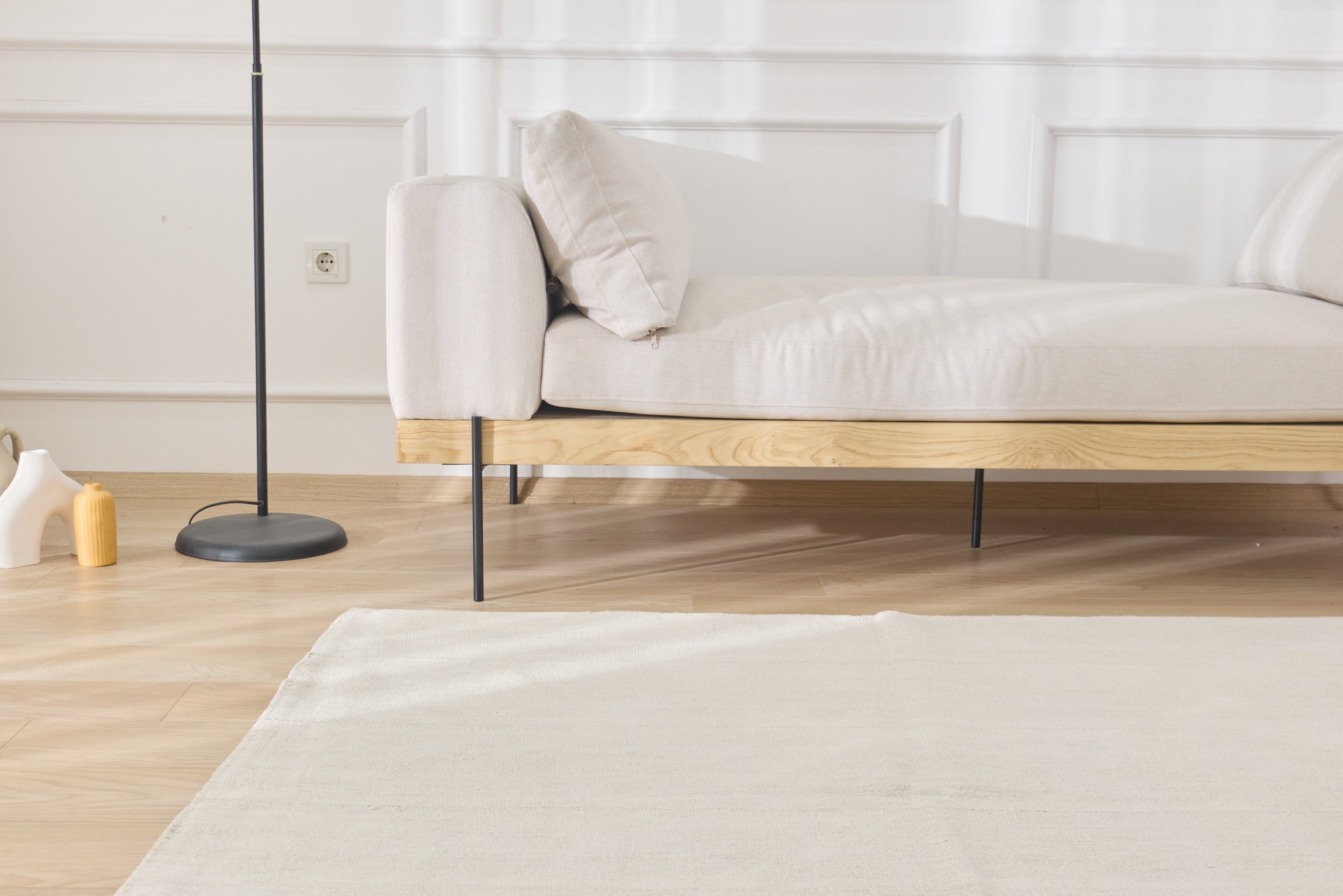 Aurea: A Pristine White Vintage Turkish Hemp Kilim Rug | Kuden Rugs