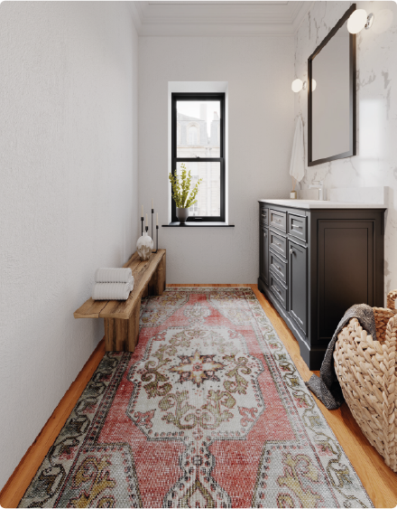 Artistic Vintage Rug with Bold, Vibrant Colors - Kuden Rugs