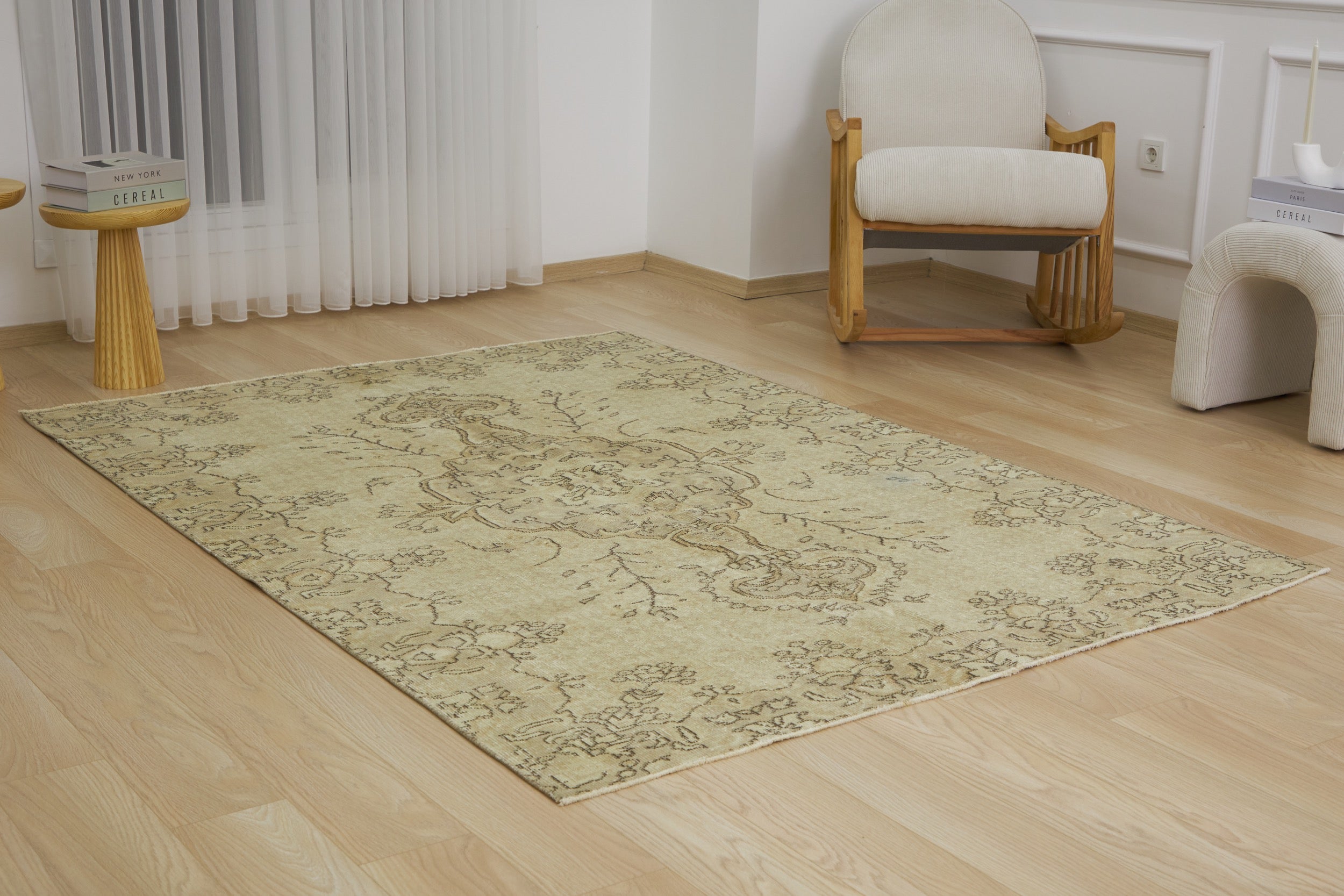 Cal | Beige Beauty | Antiquewashed Vintage Carpet | Kuden Rugs