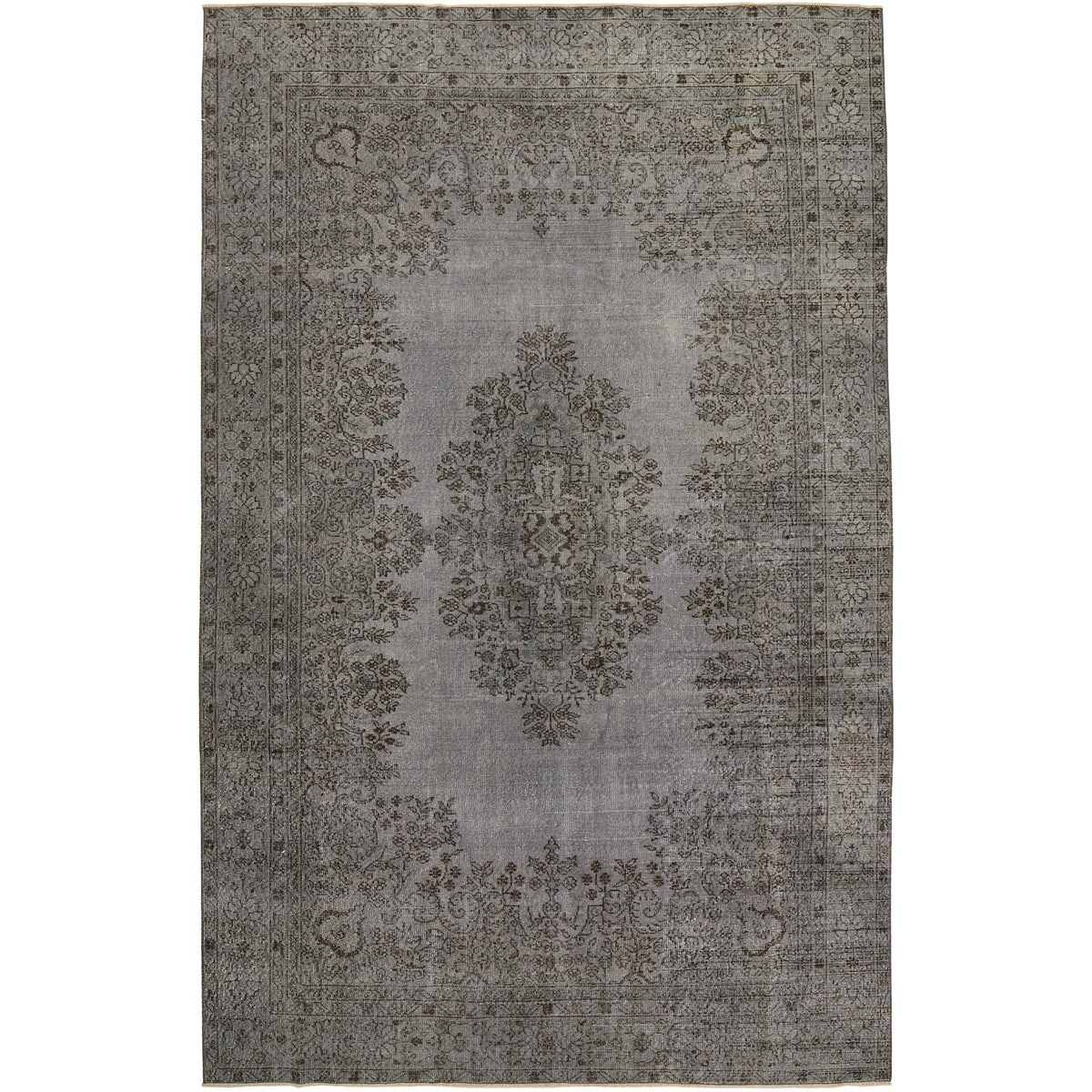 Calliope | Sophisticated Gray Medallion | Vintage Turkish Rug | Kuden Rugs