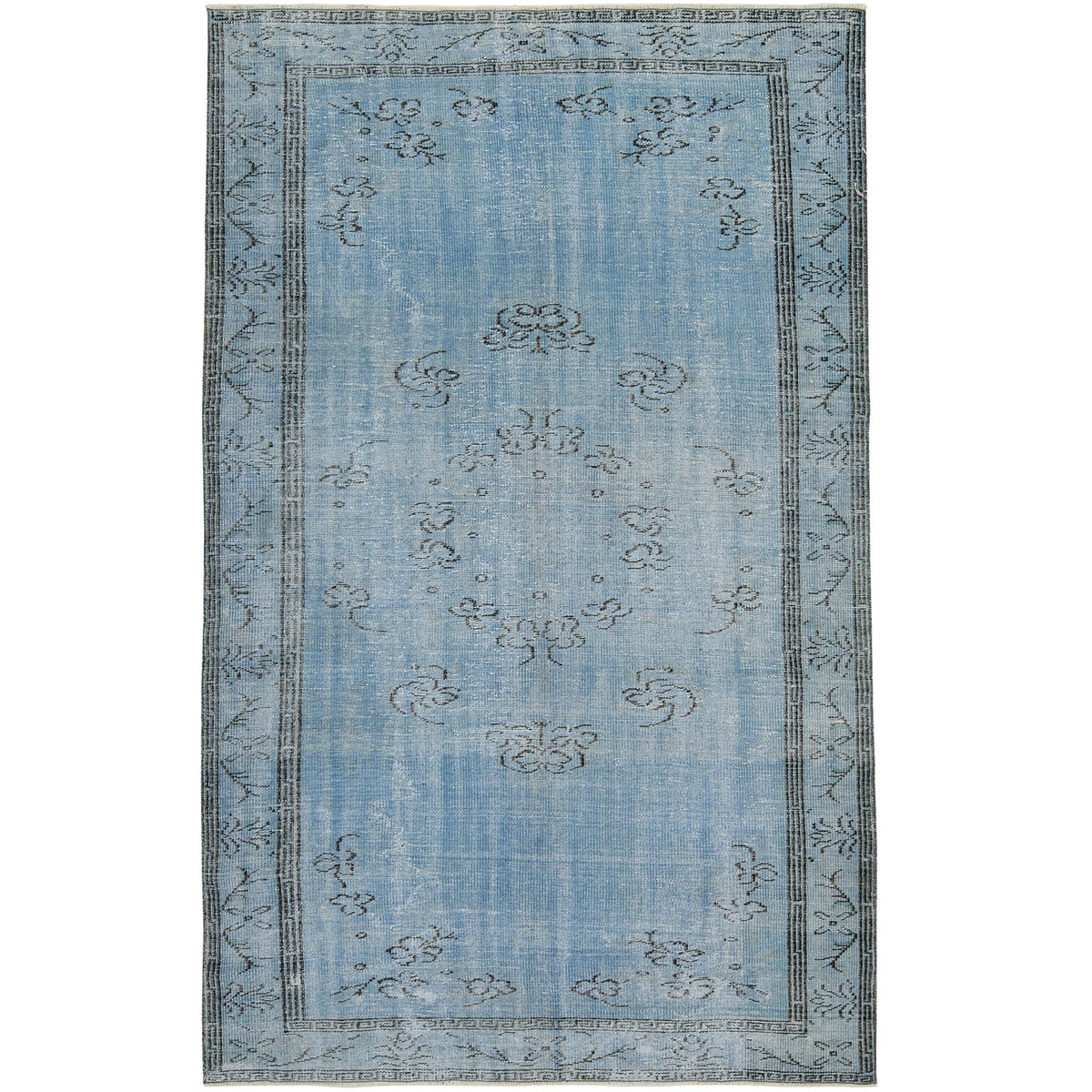 Cambria | Tranquil Blue Medallion | Vintage Turkish Rug | Kuden Rugs