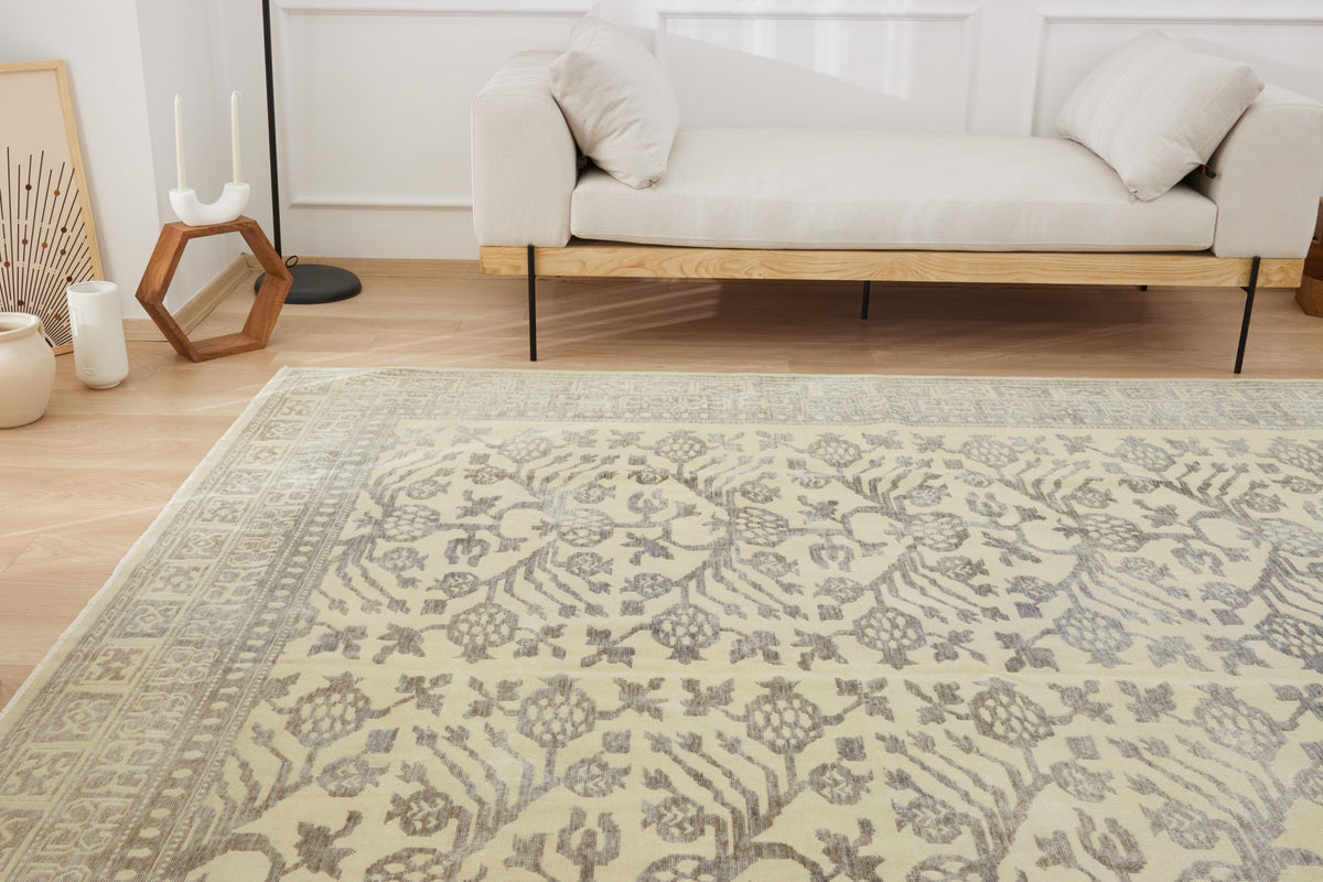 Chandra | Sophisticated Cream Area Rug with Artisan Craftsmanship | Kuden Rugs