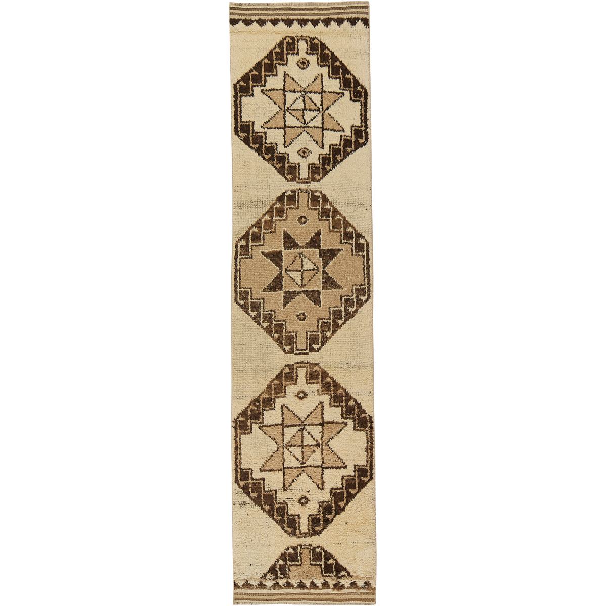 Dawn | Beige Geometric Wool Runner | Kuden Rugs