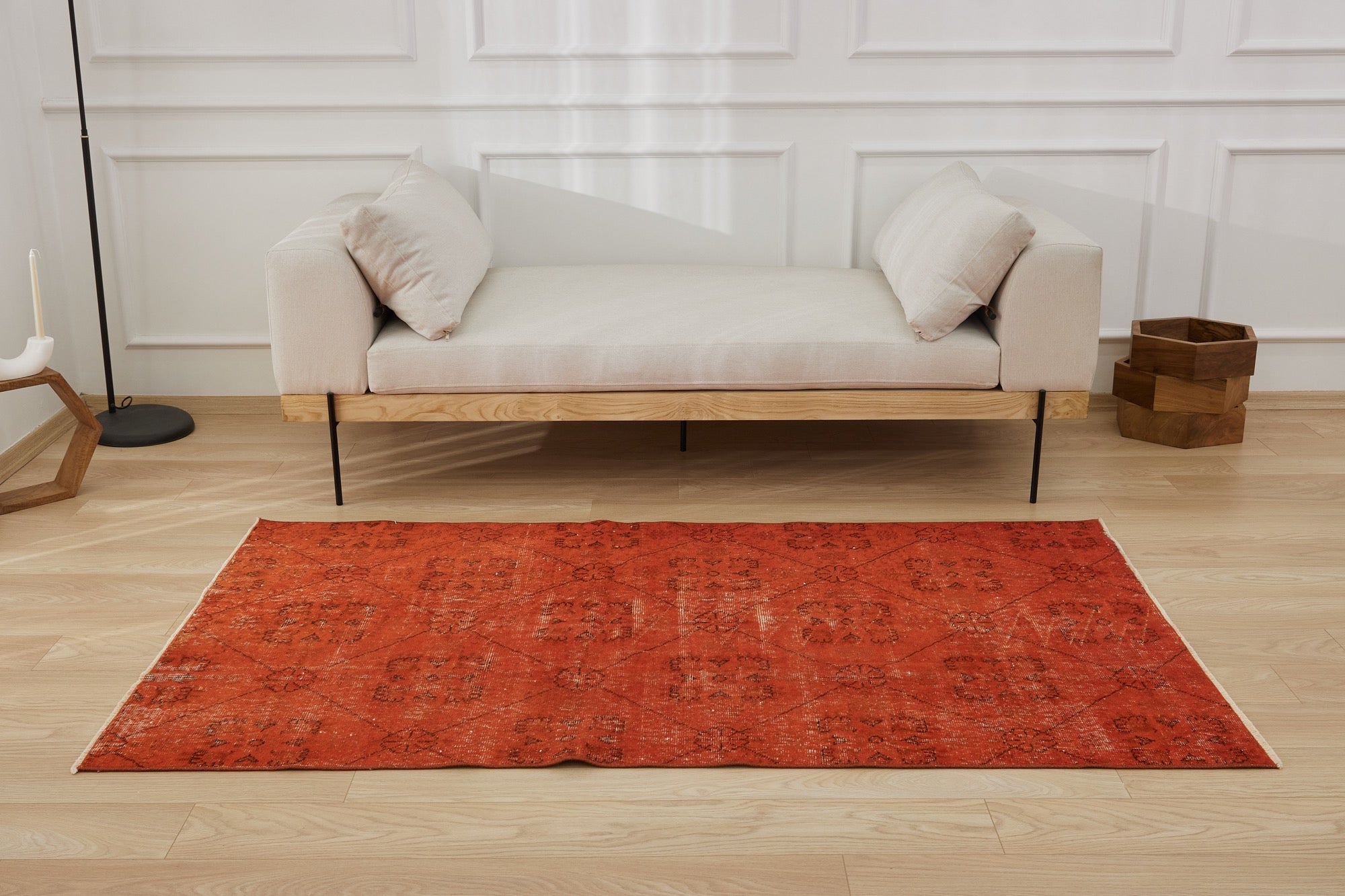 Emmalee | Unique Low-Pile Turkish Rug in Warm Orange | Kuden Rugs