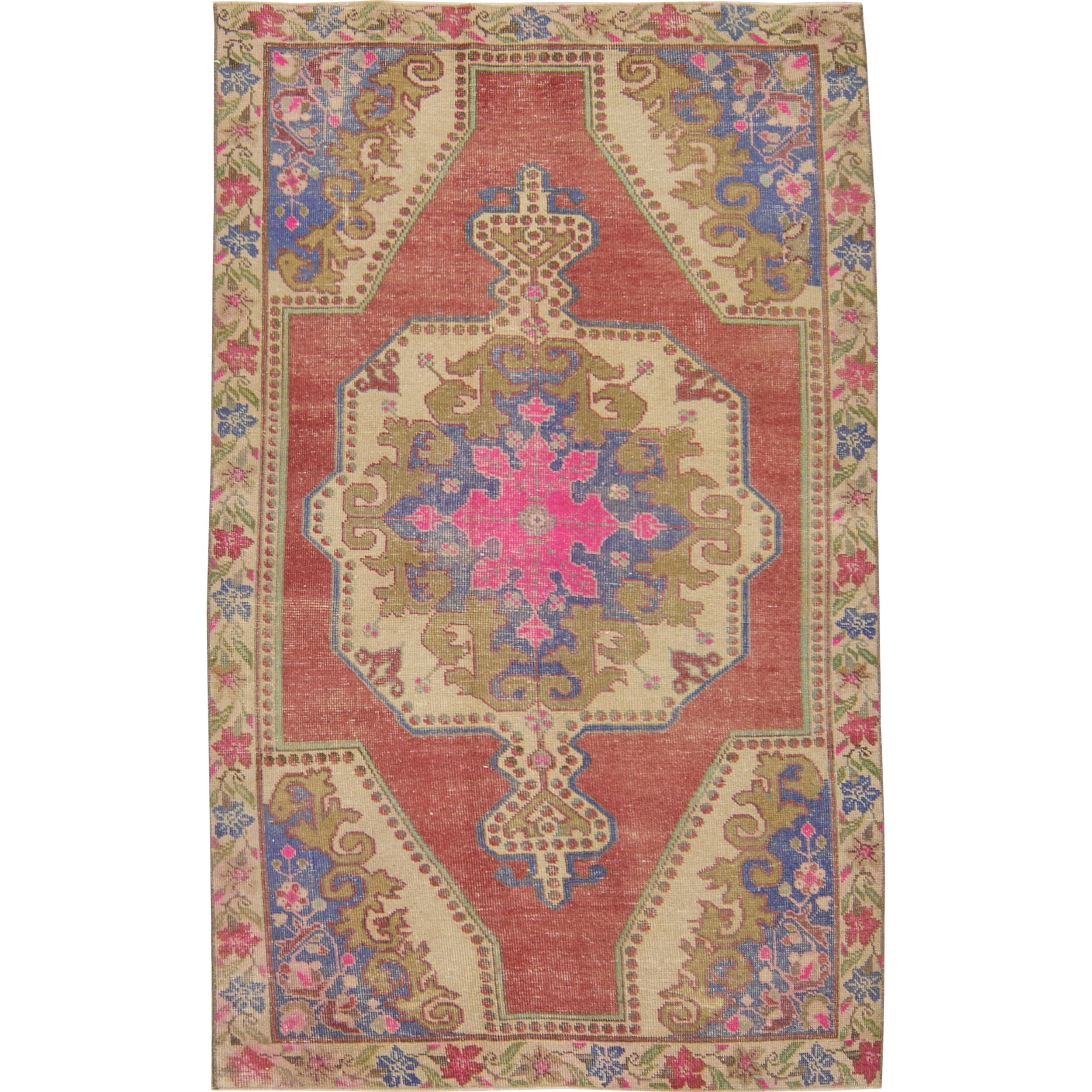 4' x 7' Vintage Turkish Small Rug, Red - Freesia | Kuden Rugs