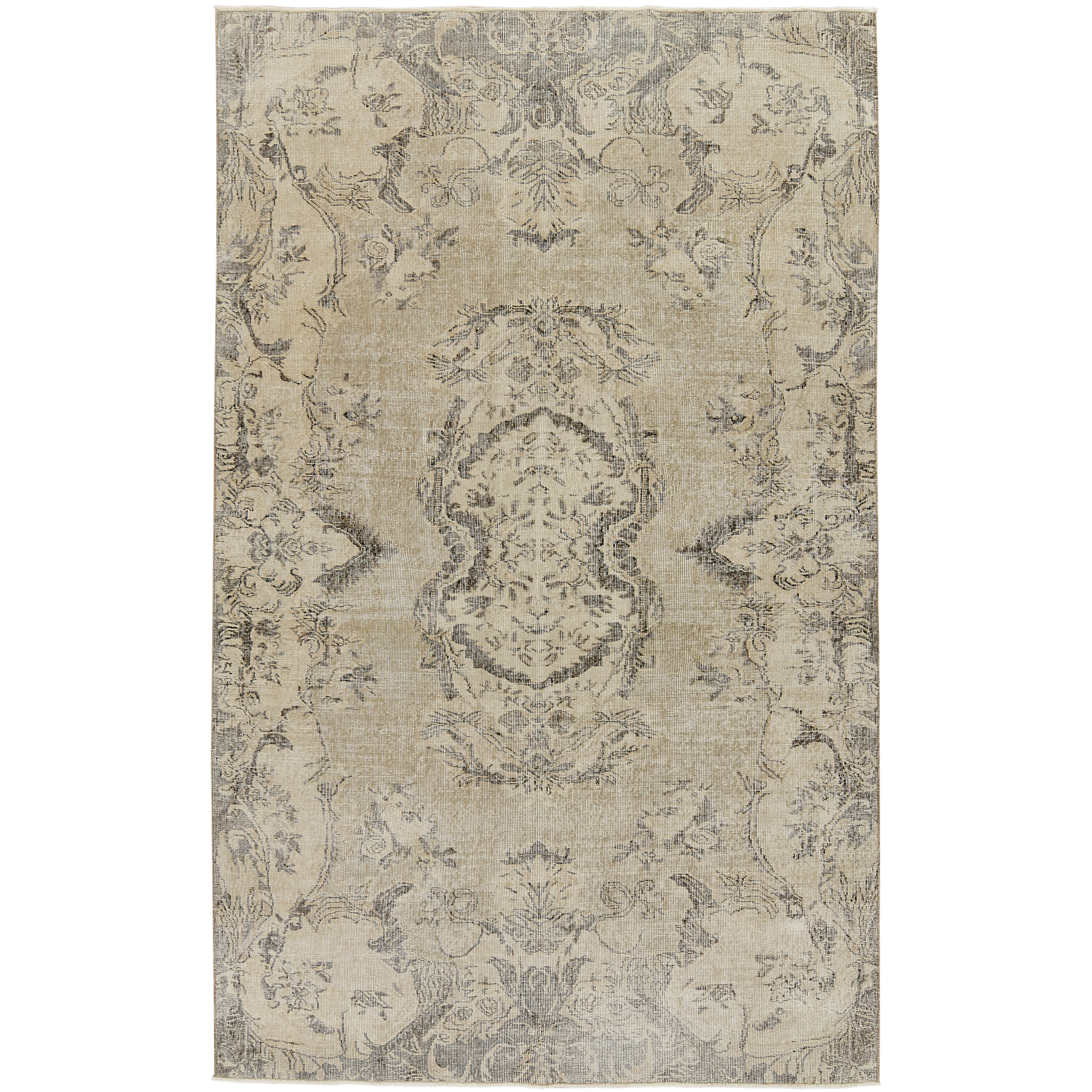 Ginevive | Classic Beige Medallion Wool Rug | Kuden Rugs