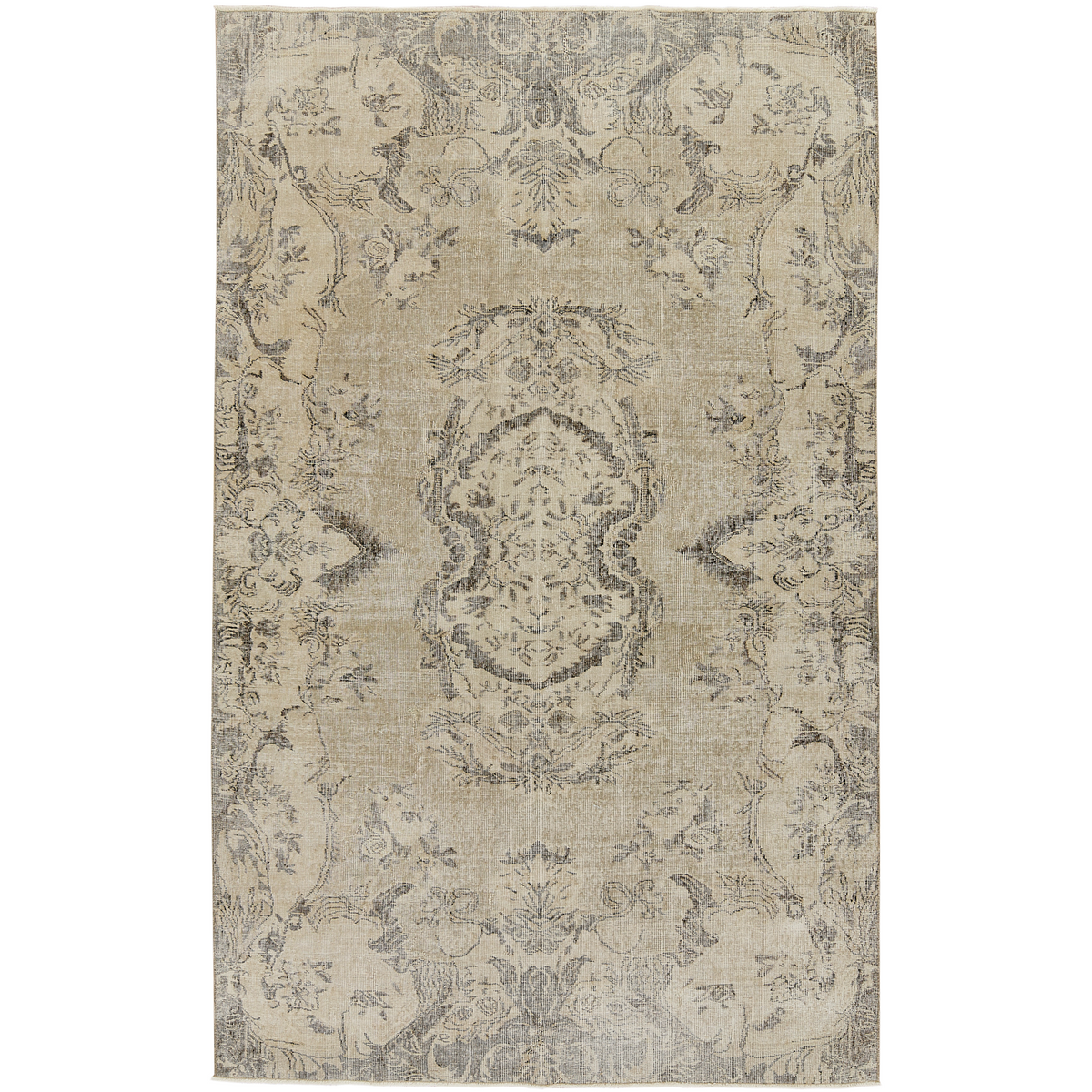 Ginevive | Classic Beige Medallion Wool Rug | Kuden Rugs