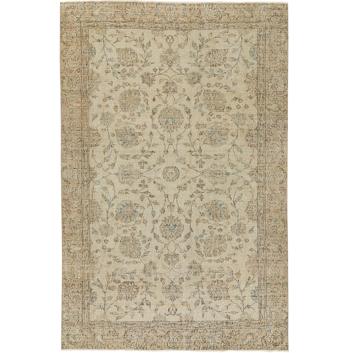 Ginneva | Classic Beige Antiquewashed Wool Rug | Kuden Rugs