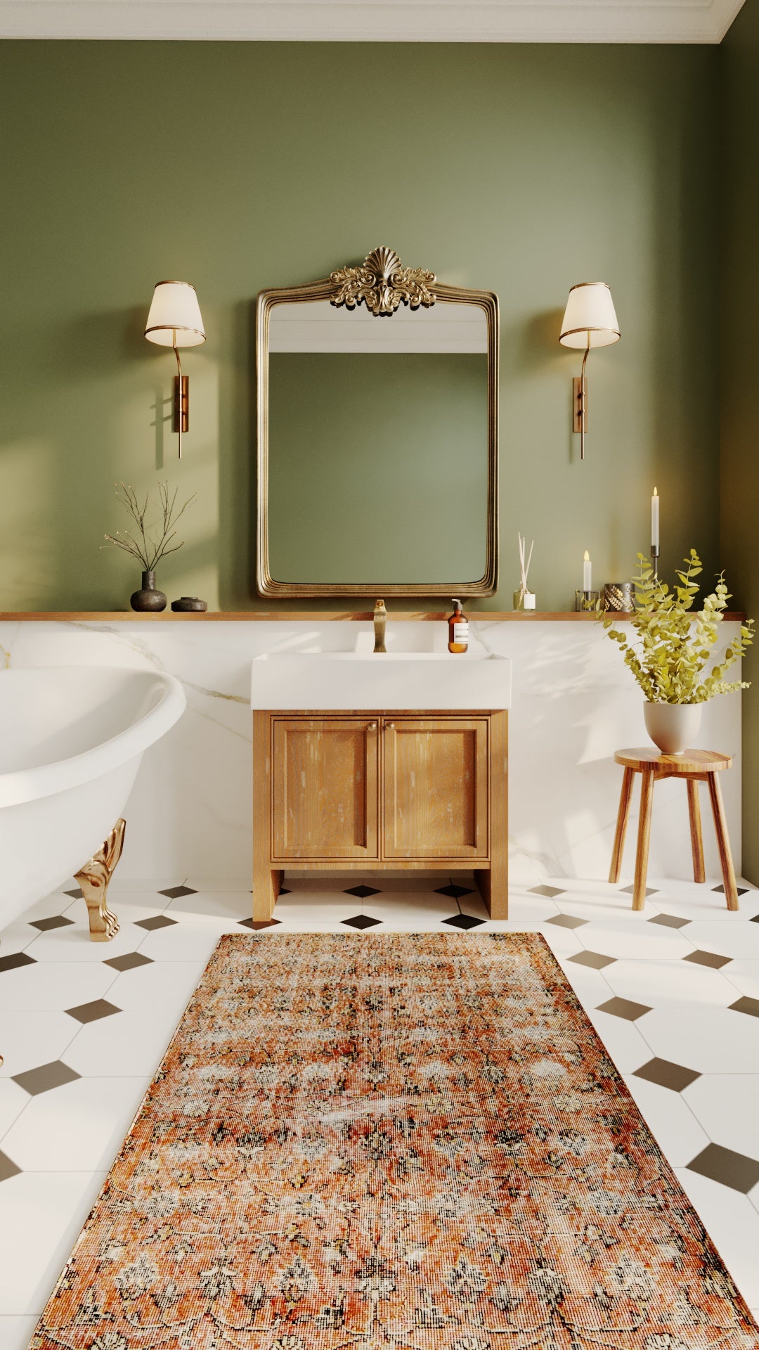 Artistic Vintage Rug with Abstract Designs - Kuden Rugs