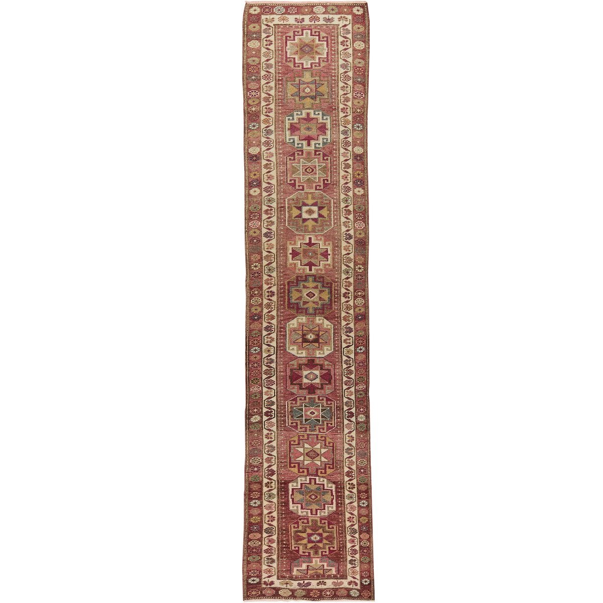 Icesis | Bold Red Geometric Oriental Runner | Kuden Rugs