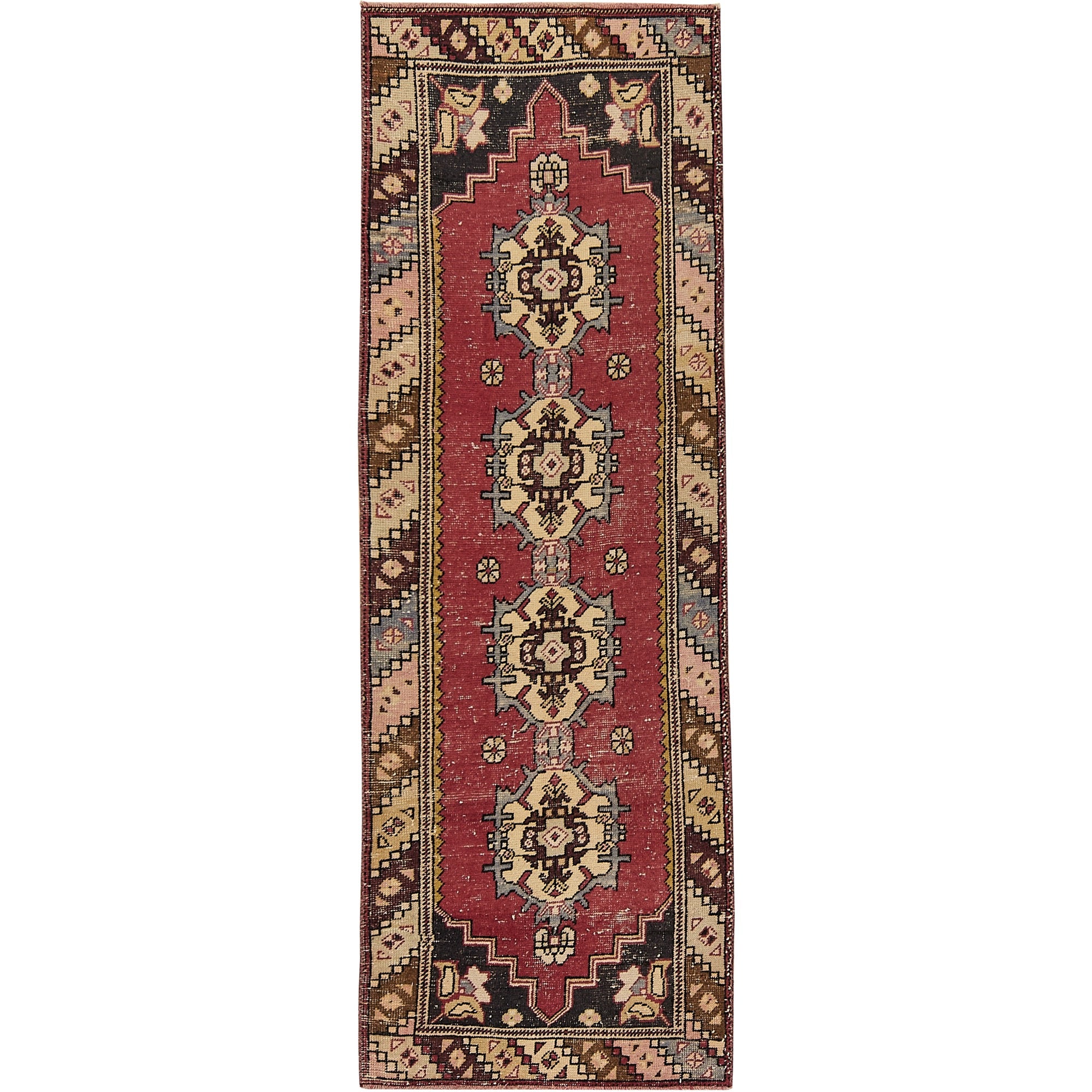 Ilicia | Geometric Vintage | Hand-Knotted Turkish Runner | Kuden Rugs