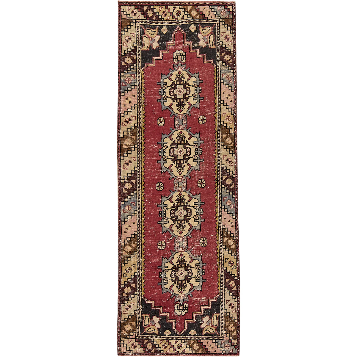 Ilicia | Geometric Vintage | Hand-Knotted Turkish Runner | Kuden Rugs