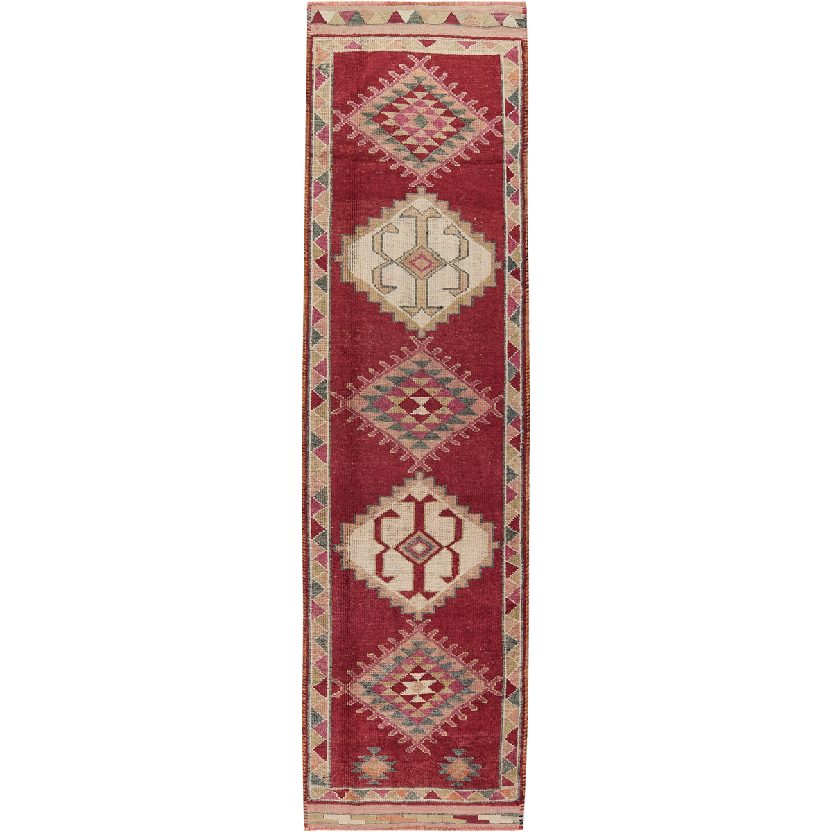 Indie | Bold Red Geometric Runner | Kuden Rugs