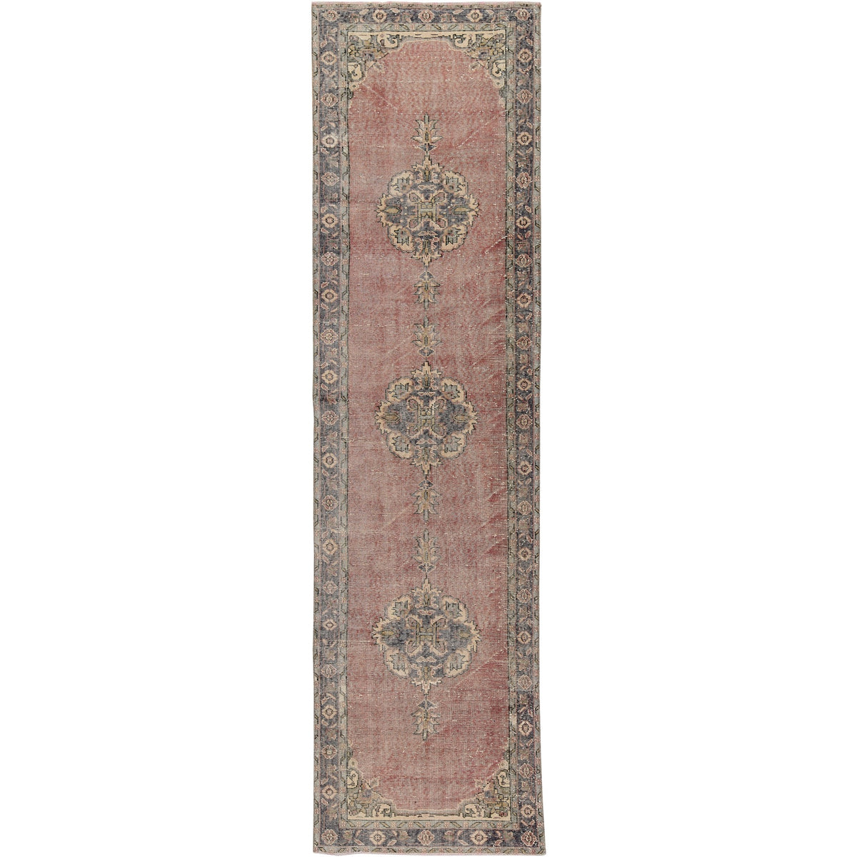 Ivorey | Pink Medallion Elegance | Vintage Turkish Runner | Kuden Rugs