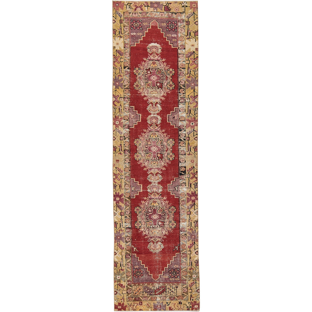 Izabel | Geometric Vintage | Hand-Knotted Turkish Runner | Kuden Rugs