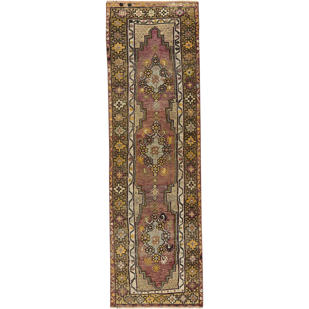 Jadea | Geometric Vintage | Hand-Knotted Turkish Runner | Kuden Rugs