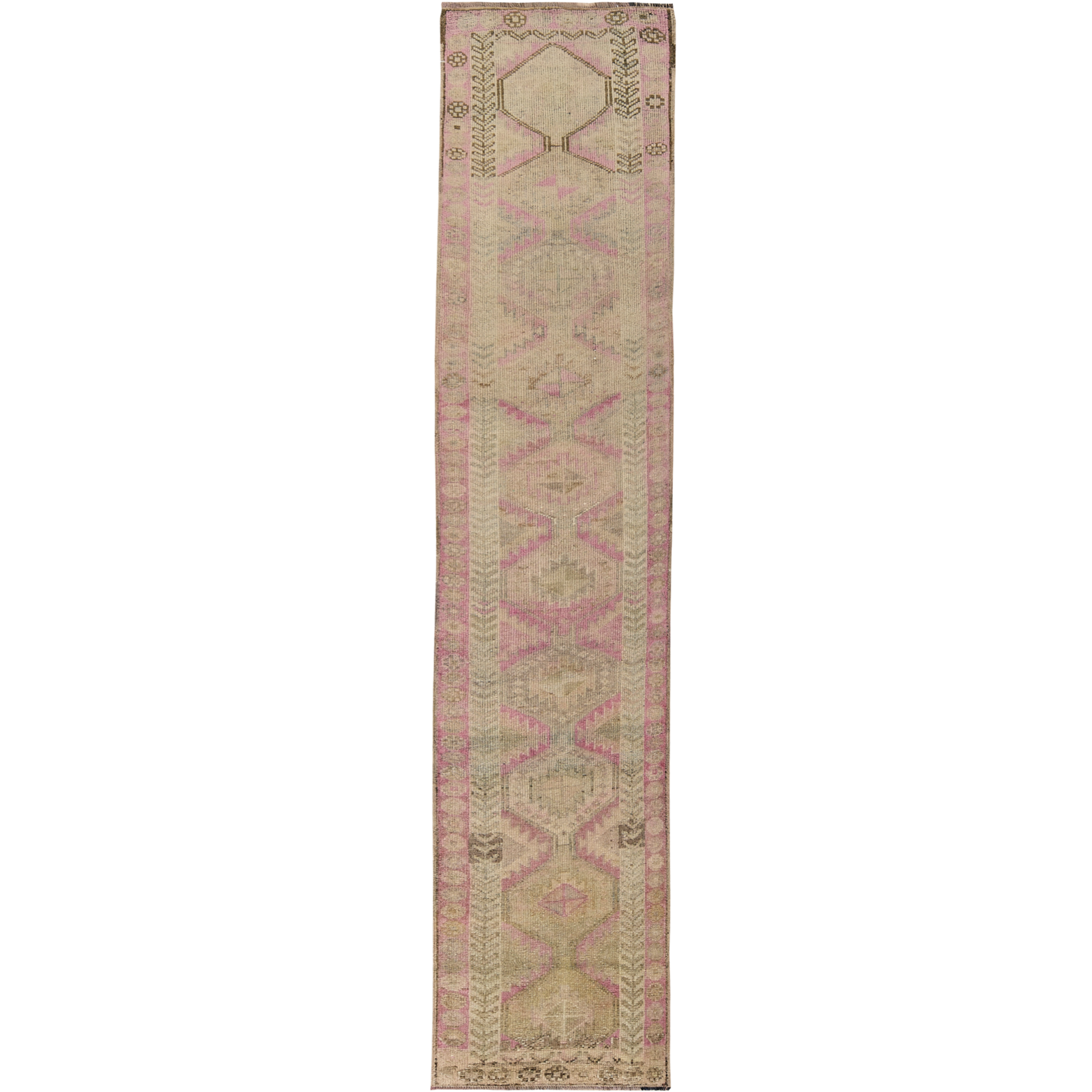 Jaslyn | Soft Pink Geometric Oriental Runner | Kuden Rugs