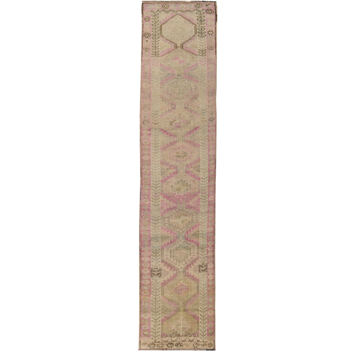 Jaslyn | Soft Pink Geometric Oriental Runner | Kuden Rugs