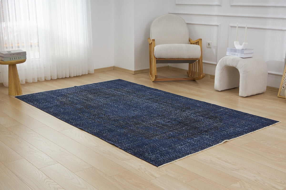Kaneesh | Overdyed Elegance | Vintage Blue Carpet | Kuden Rugs