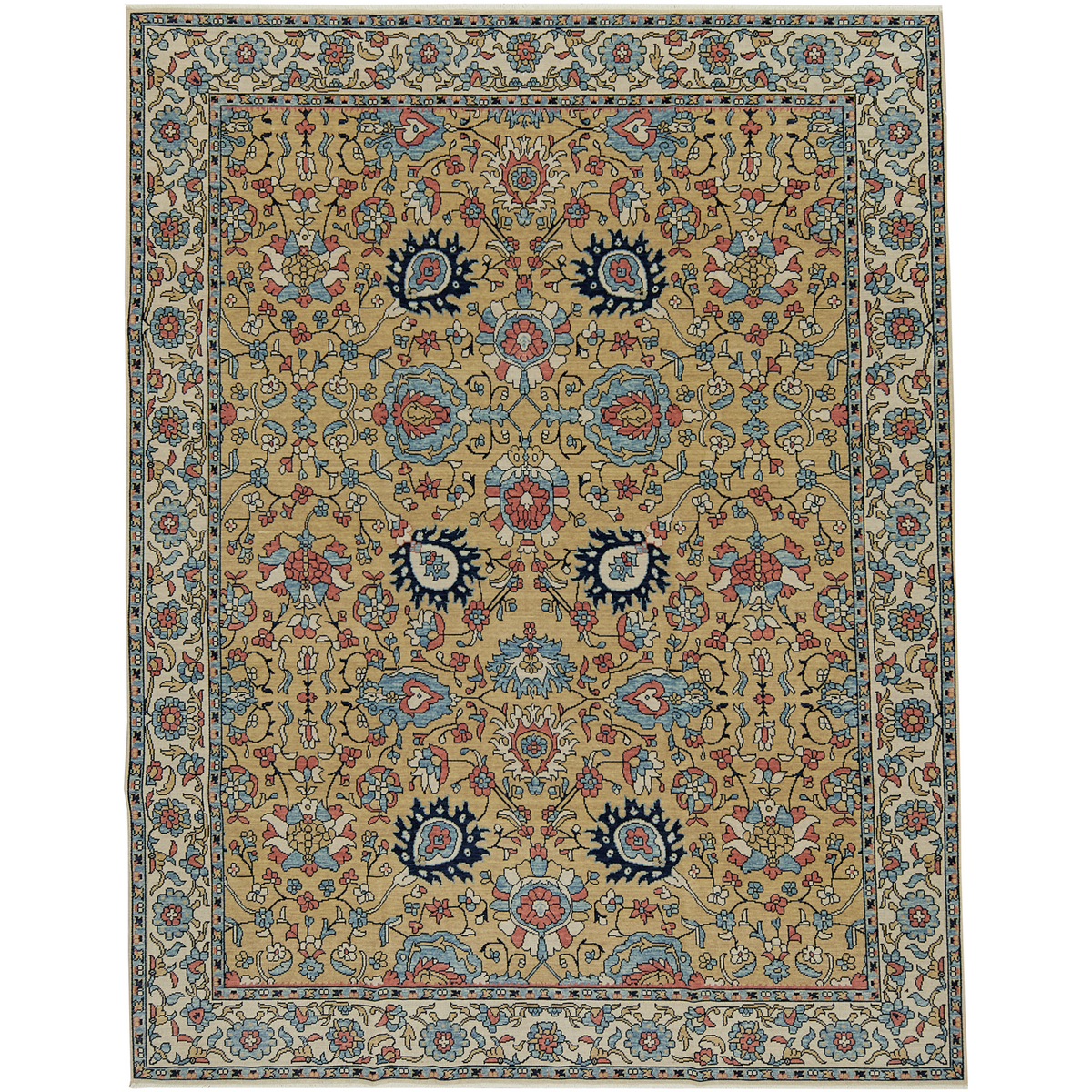 Karmiti | Luxurious Beige Floral Rug | Kuden Rugs