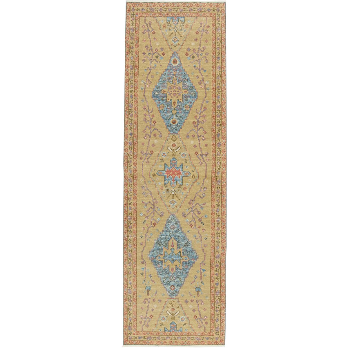 Kenna | Luxurious Beige Medallion Runner | Kuden Rugs