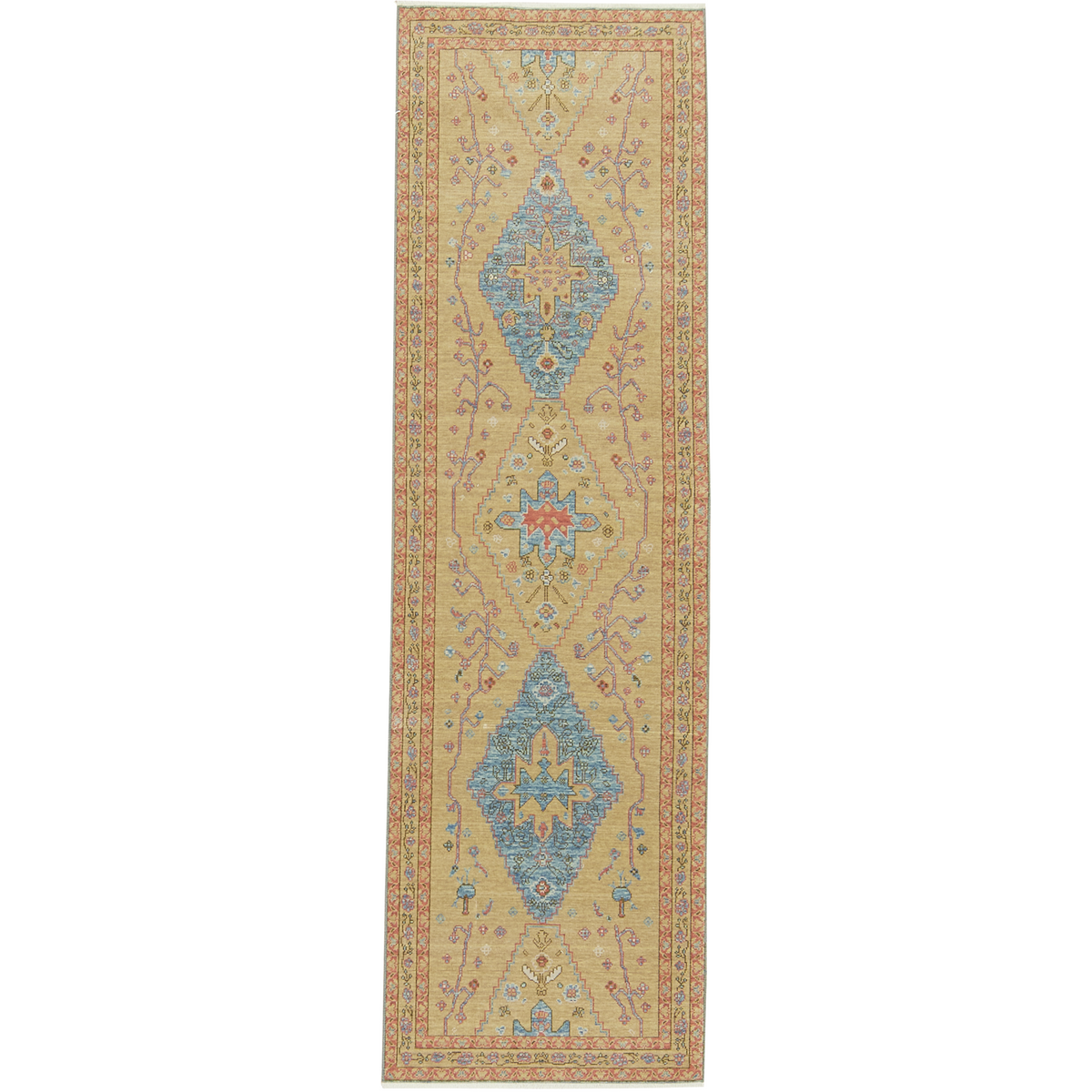 Khadaja | Luxurious Beige Medallion Runner | Kuden Rugs