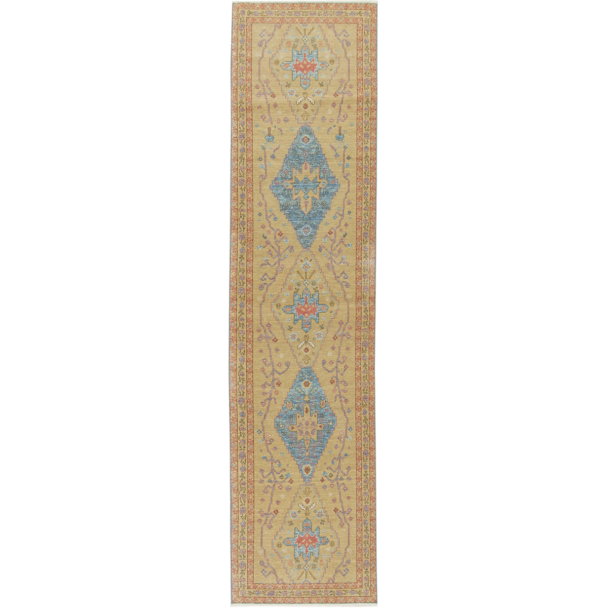 Kharissa | Luxurious Beige Medallion Runner | Kuden Rugs