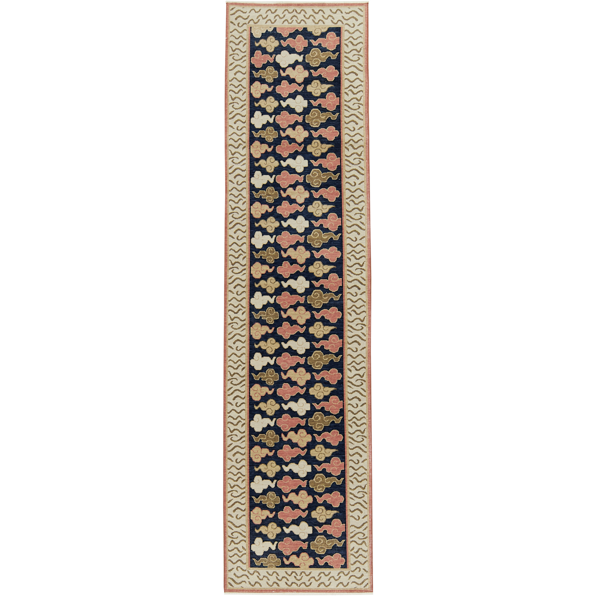 Kihoa | Luxurious Blue Geometric Runner | Kuden Rugs