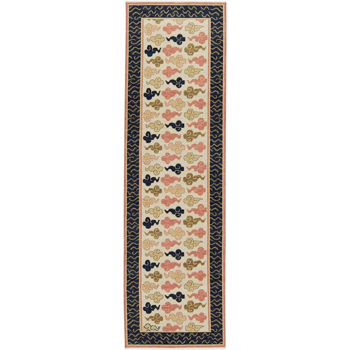 Kirsty | Luxurious Cream Geometric Runner | Kuden Rugs
