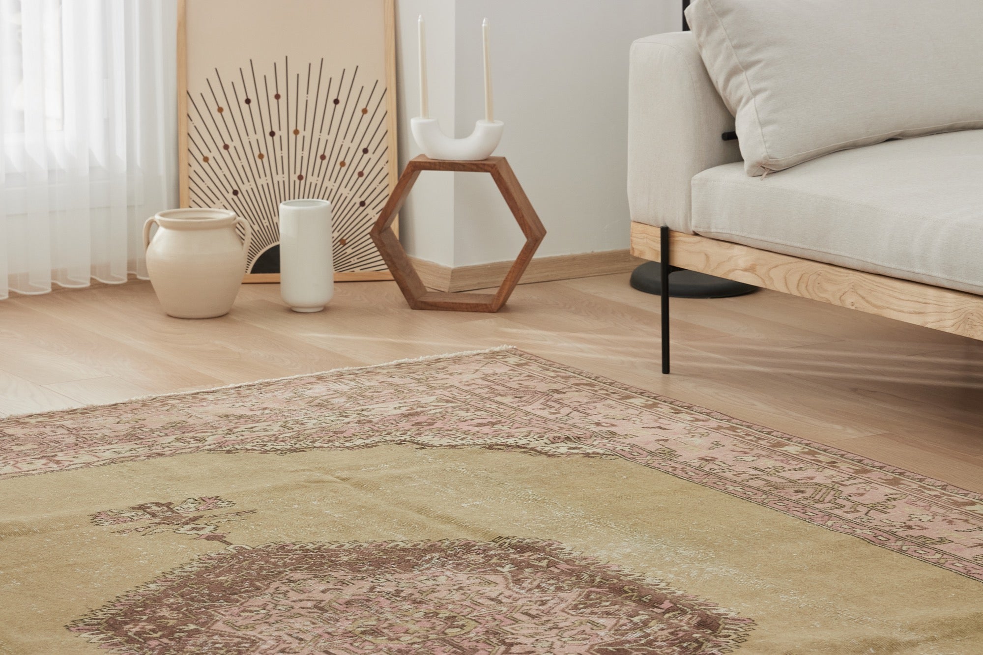 The Komal Essence | Antique washed Area Rug Artistry | Kuden Rugs