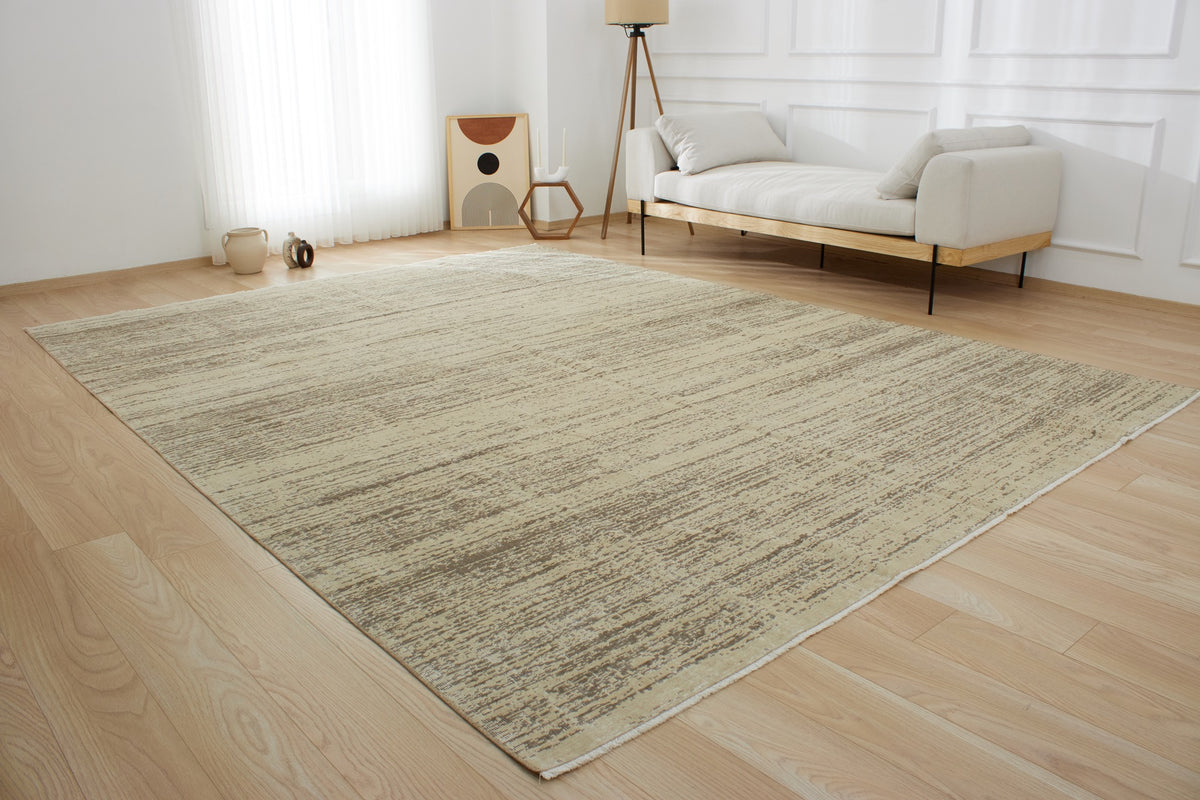 Lalitte | Beige Brilliance | Unique Wool-Cotton Blend Rug | Kuden Rugs