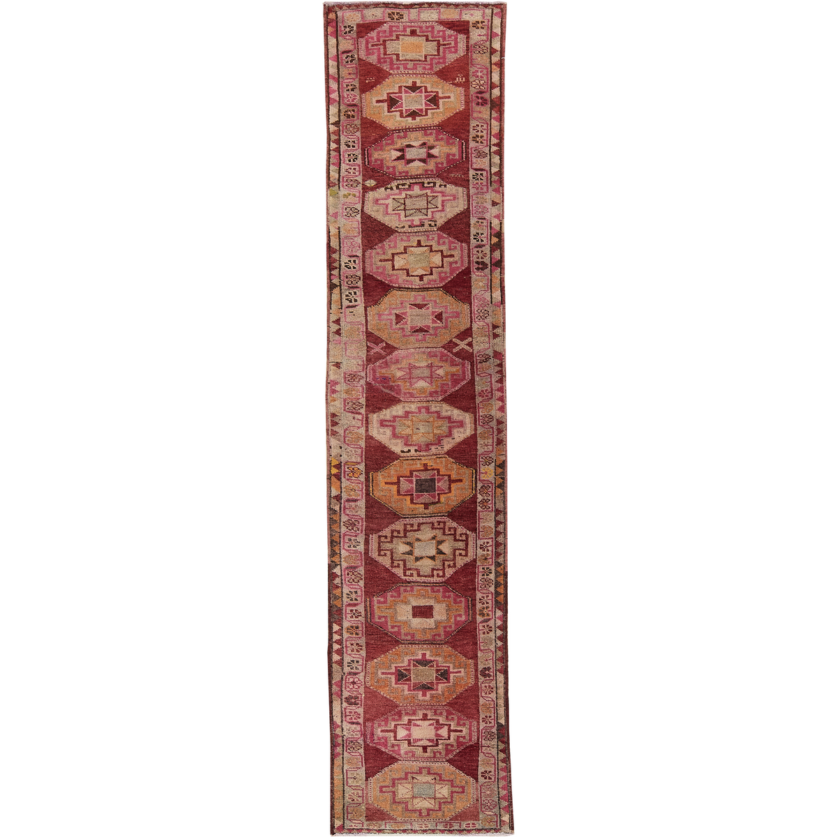 Latoya | Bold Red Geometric Runner | Kuden Rugs