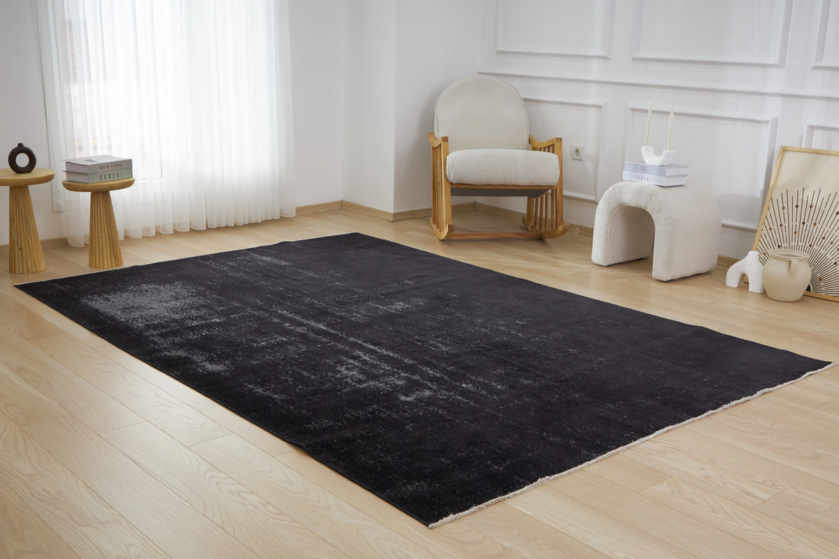 Maeron | Overdyed Elegance | Vintage Black Carpet | Kuden Rugs