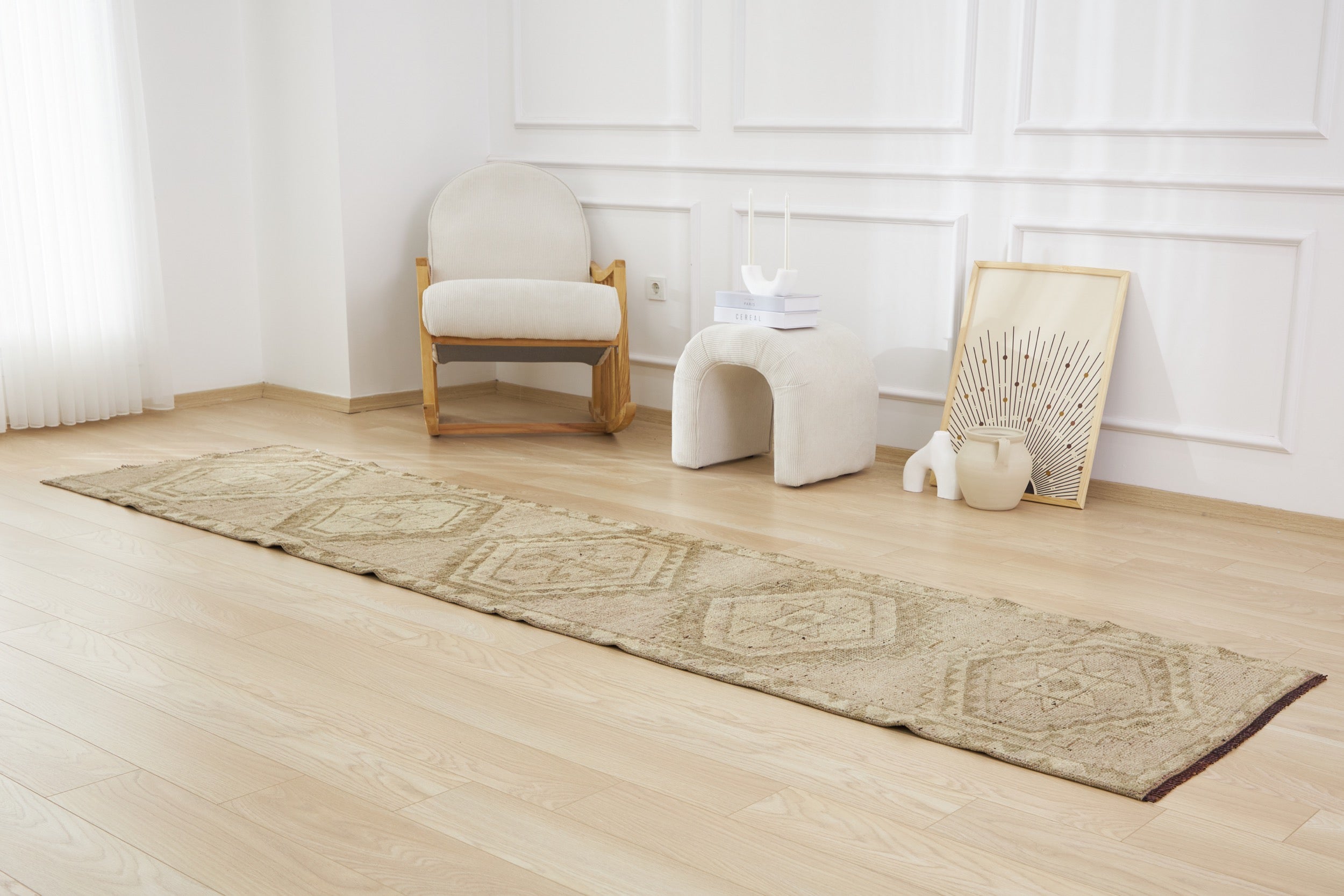 Magdalene | Geometric Grandeur | Vintage Wool Runner | Kuden Rugs