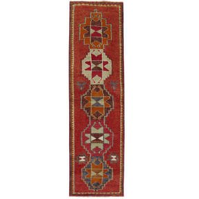 Naiyah | Red Geometric Splendor | Turkish Runner Carpet | Kuden Rugs