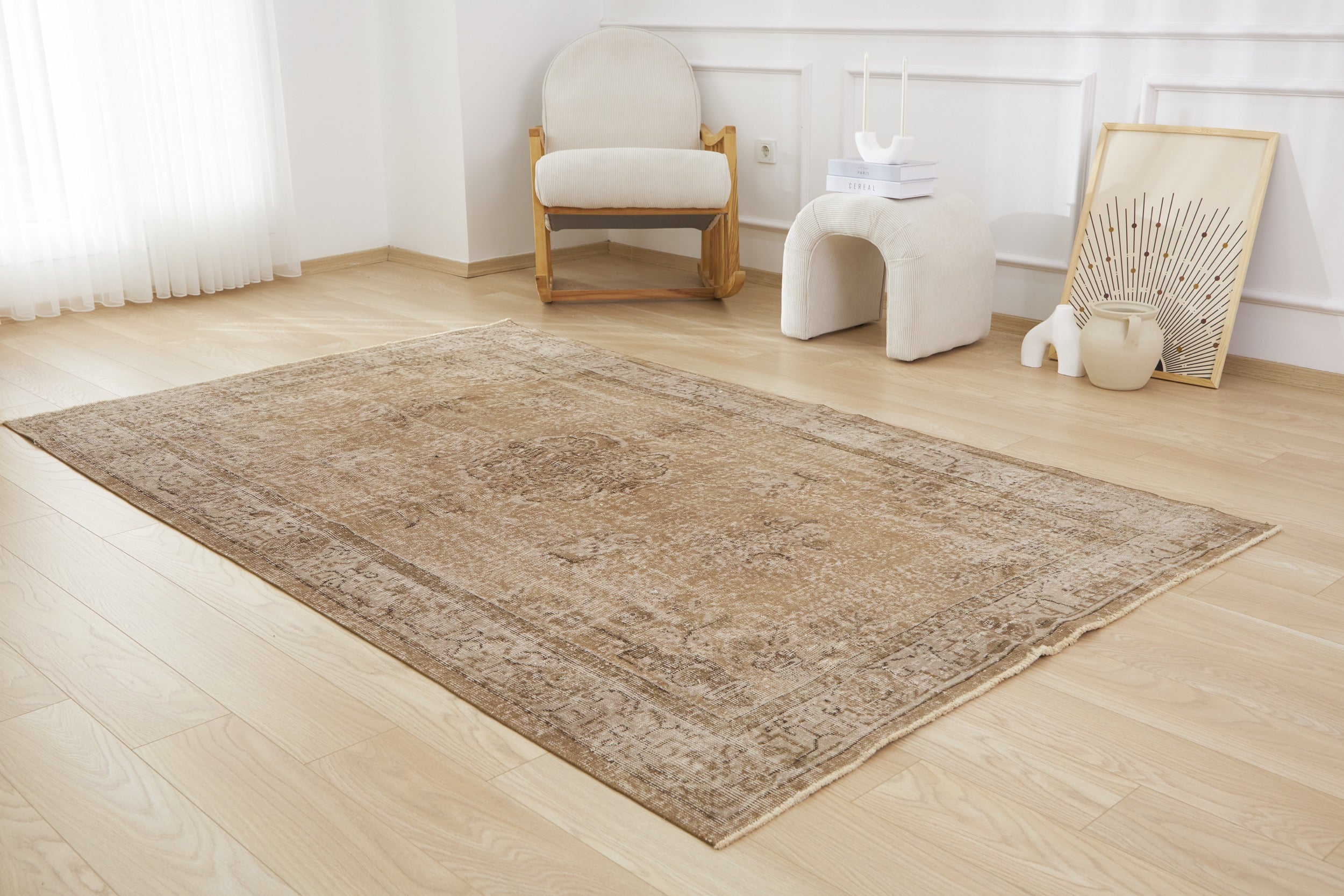 Nance | Brown Medallion Mastery | Vintage Area Carpet | Kuden Rugs