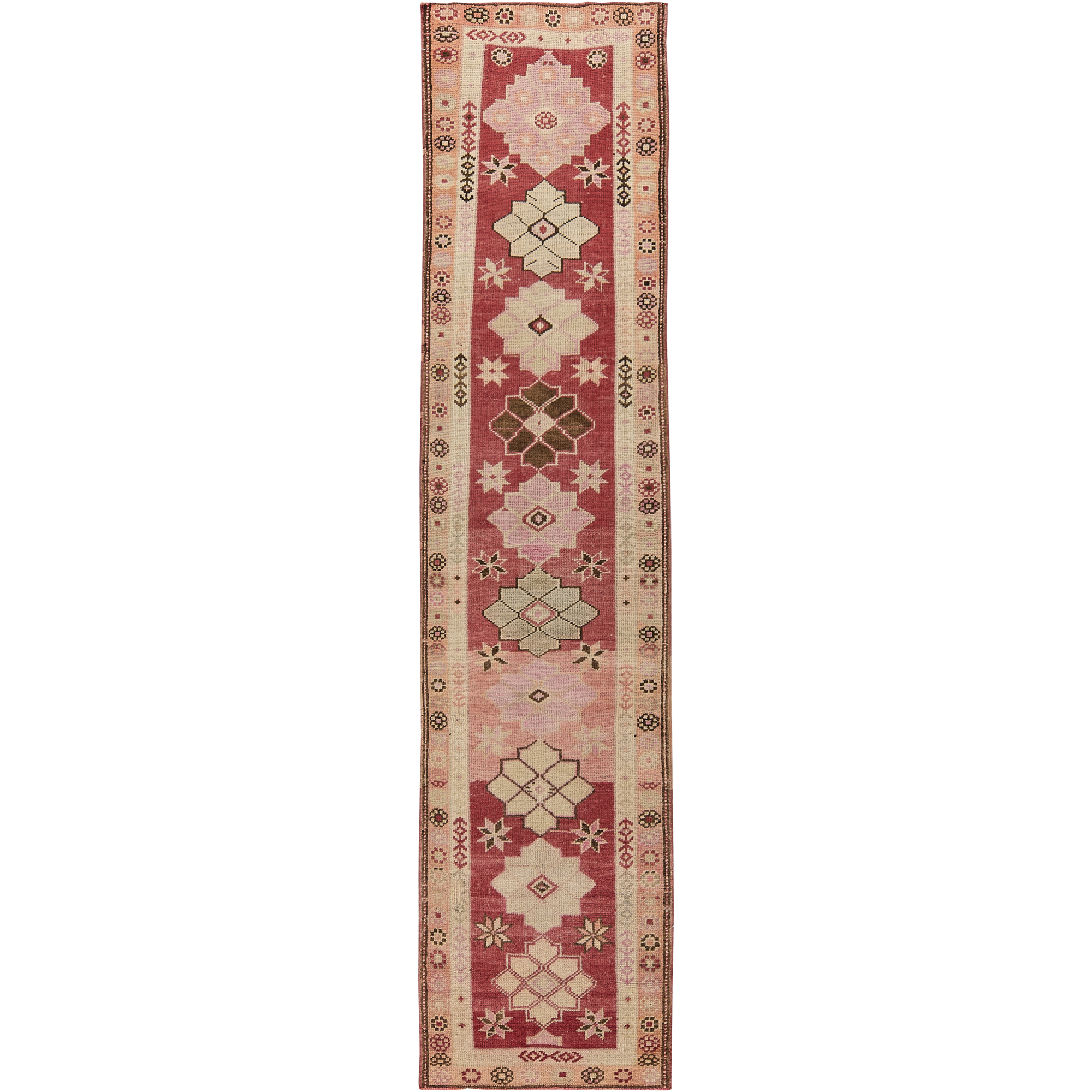 Neveah | Rich Red Geometric Oriental Runner | Kuden Rugs